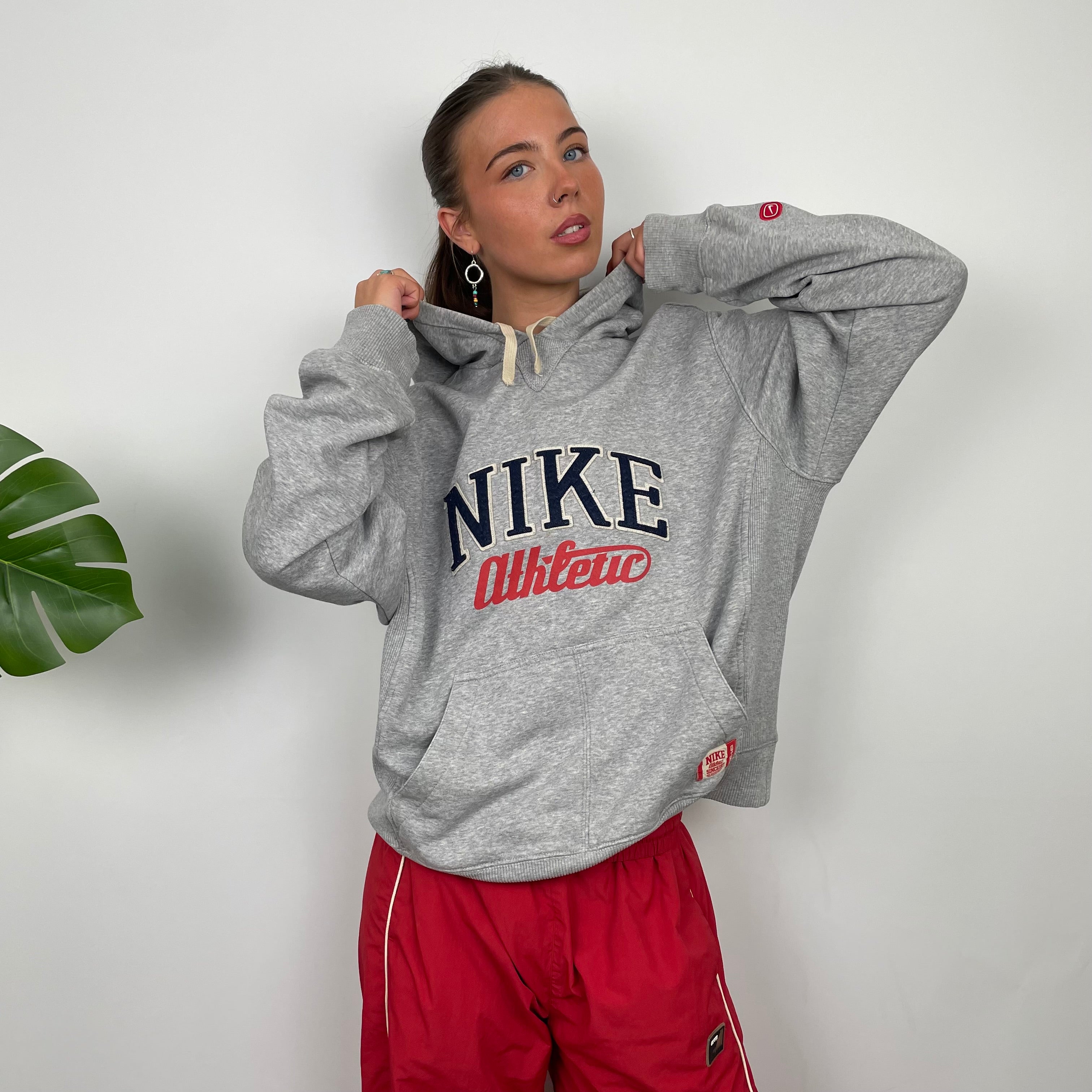 Nike Grey Embroidered Spell Out Hoodie (L)