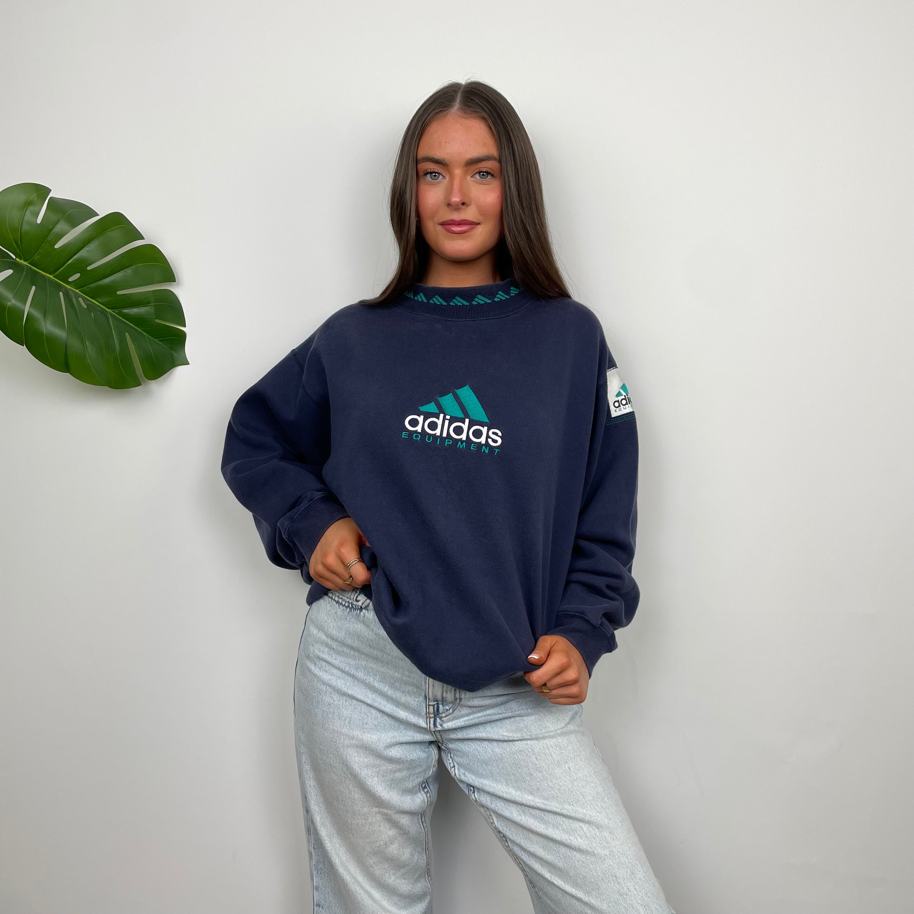 Adidas Equipment Navy Embroidered Spell Out Sweatshirt (L)