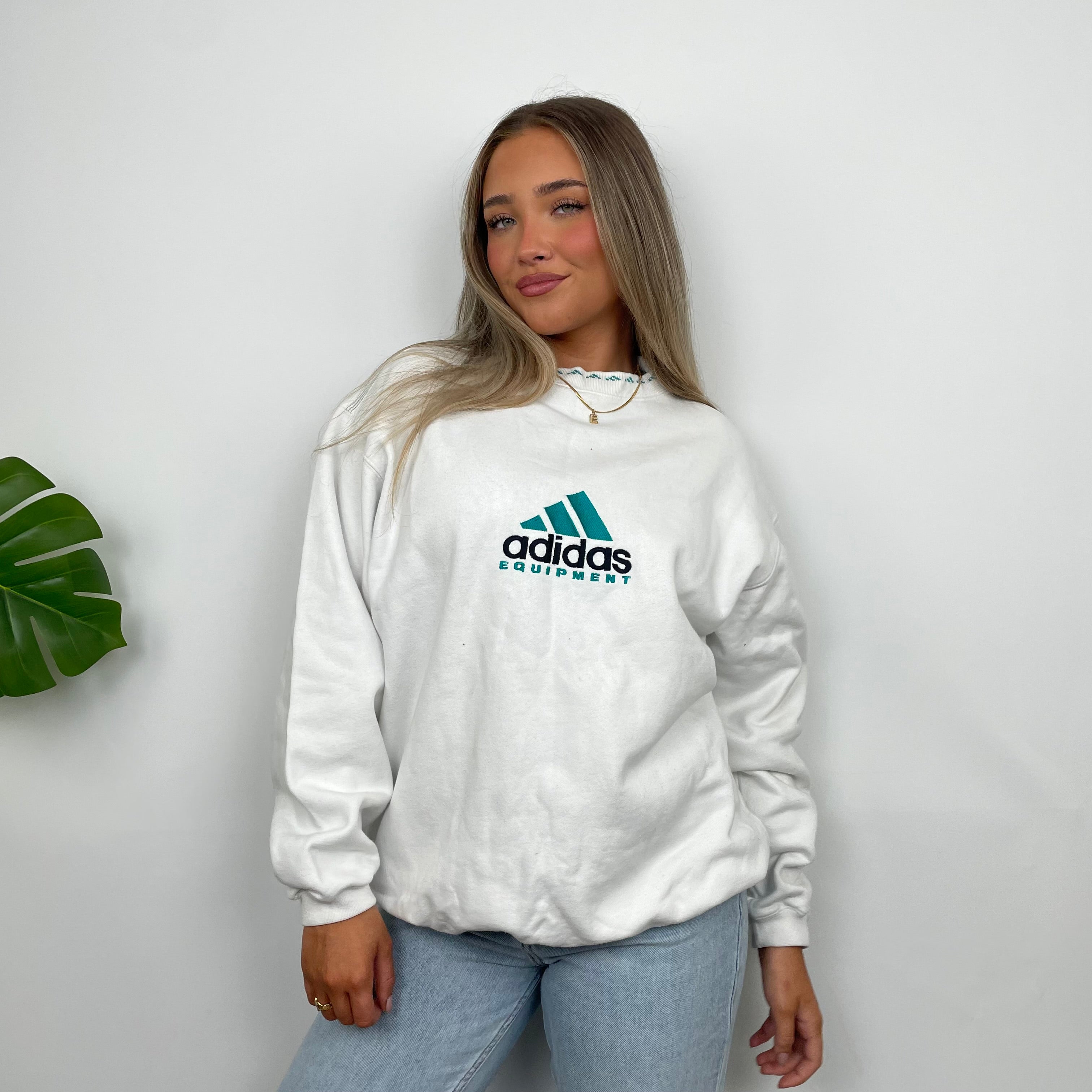 Adidas Equipment White Embroidered Spell Out Sweatshirt (M)