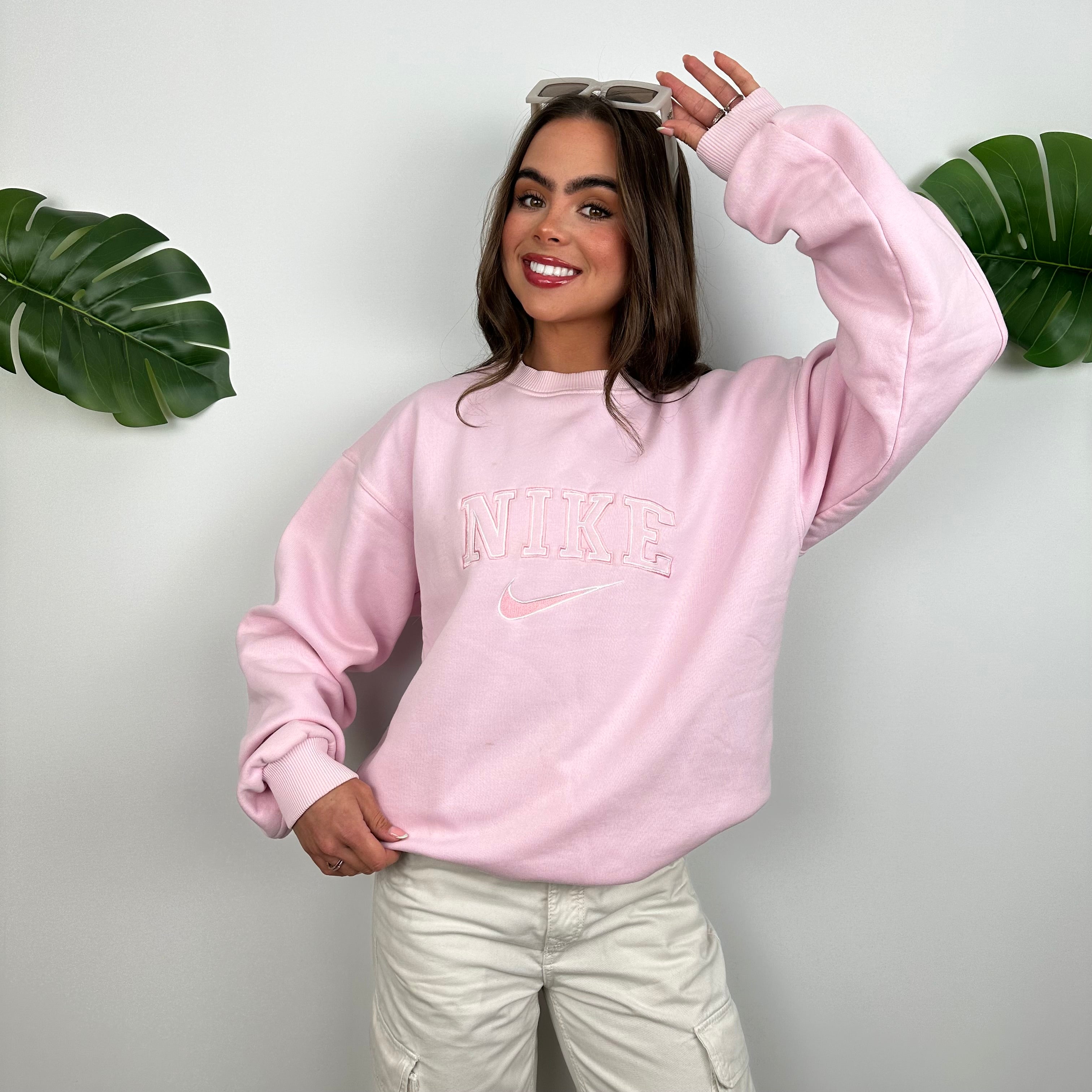 Nike Baby Pink Embroidered Spell Out Sweatshirt (M)