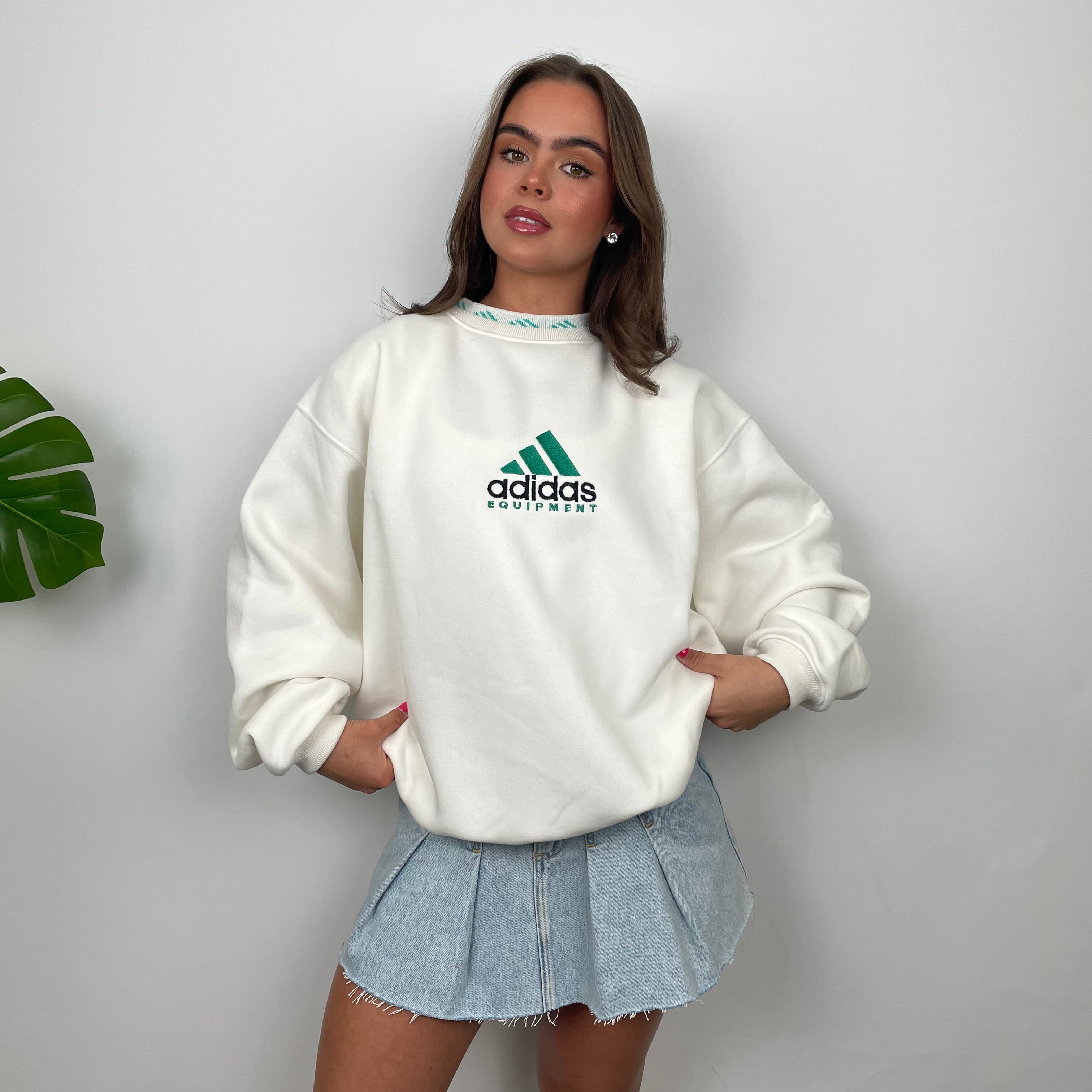 Adidas Equipment White Embroidered Spell Out Sweatshirt (M)