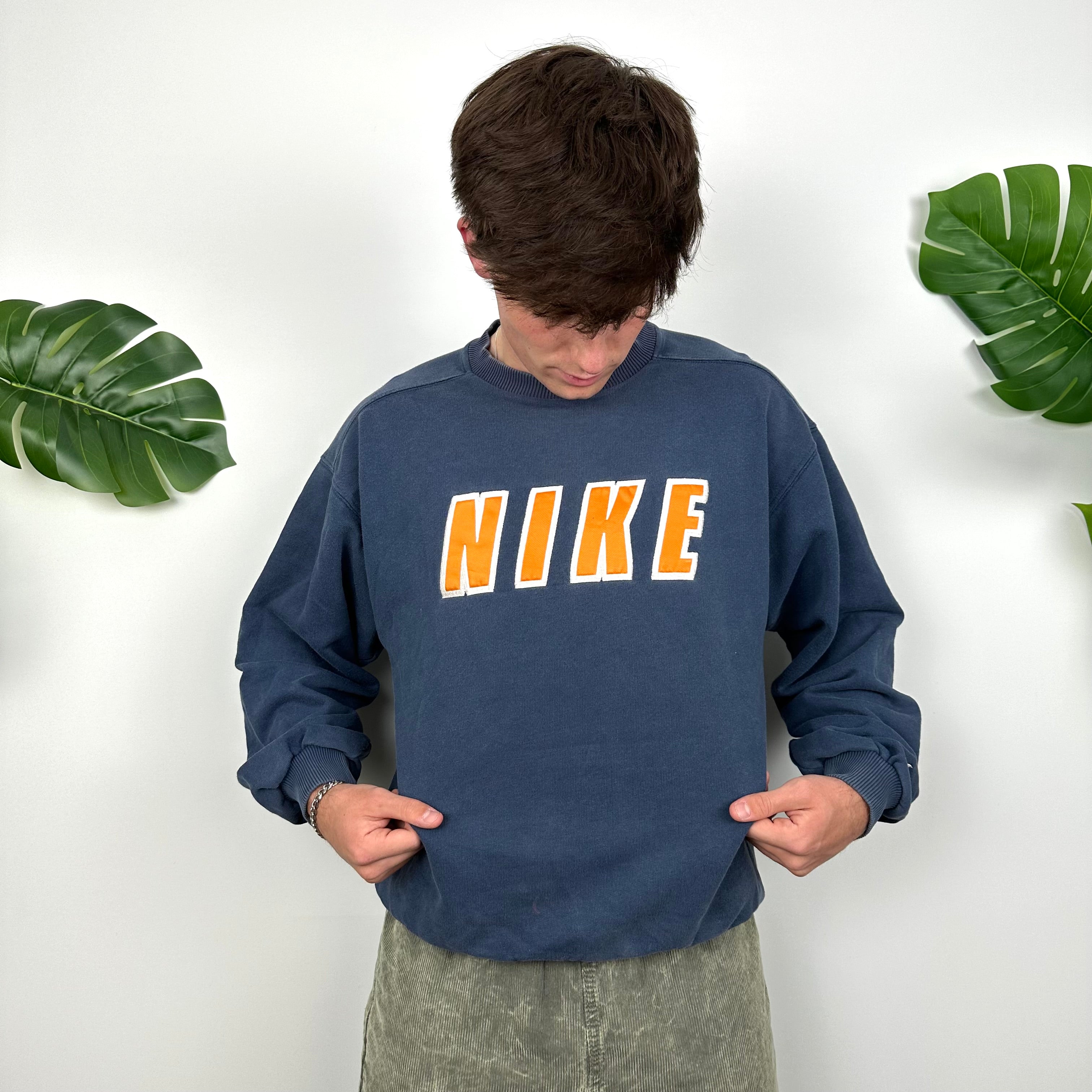 Nike Navy Embroidered Spell Out Sweatshirt (M)