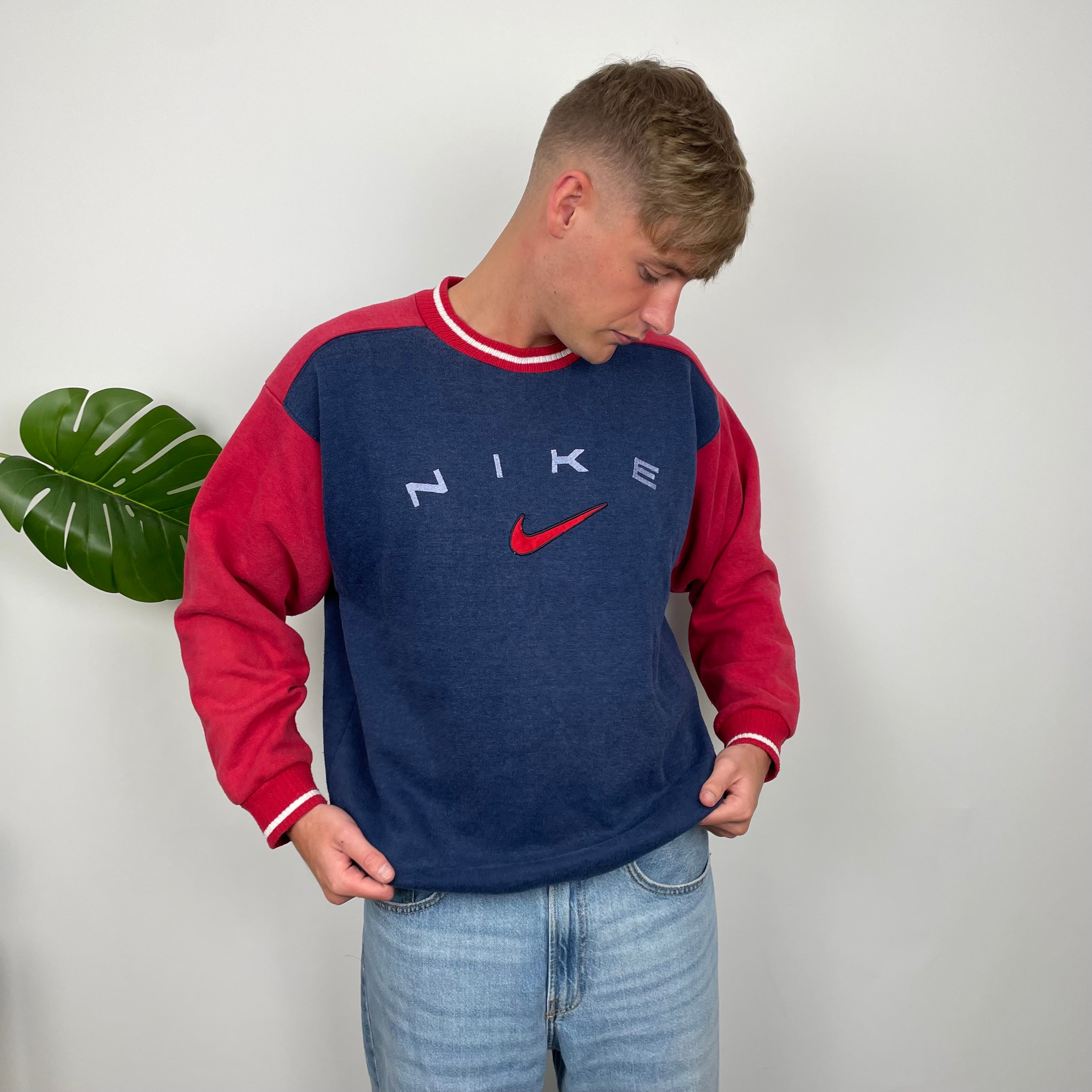 Nike Navy Embroidered Spell Out Sweatshirt (L)