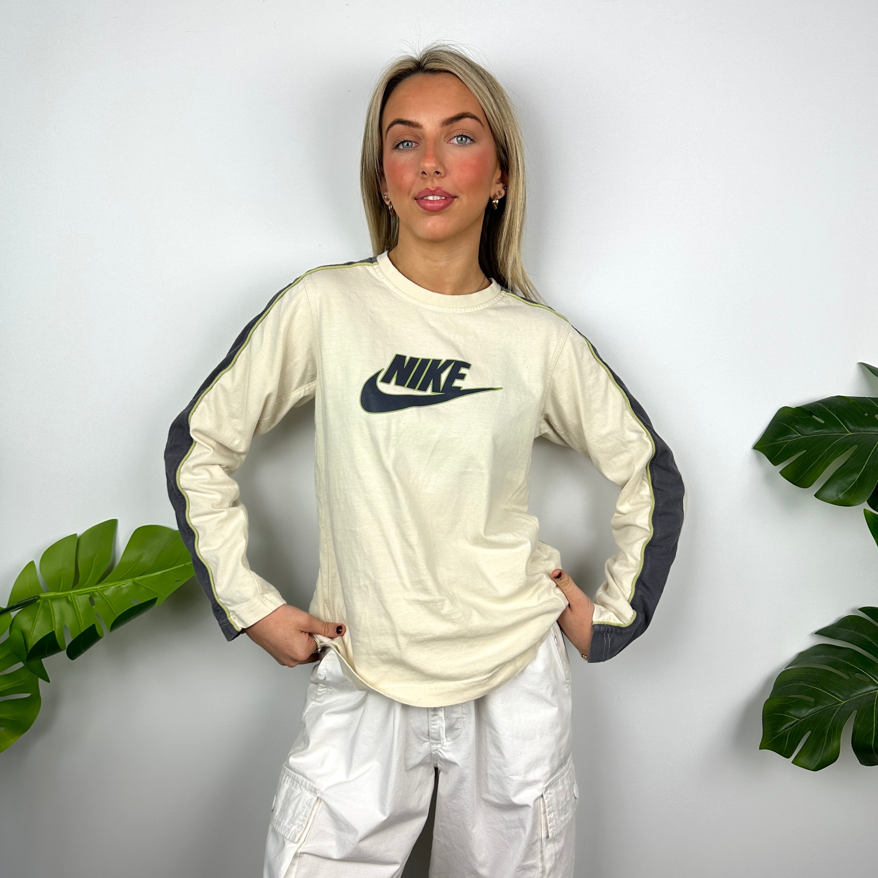 Nike Cream Spell Out Long Sleeve Top (S)