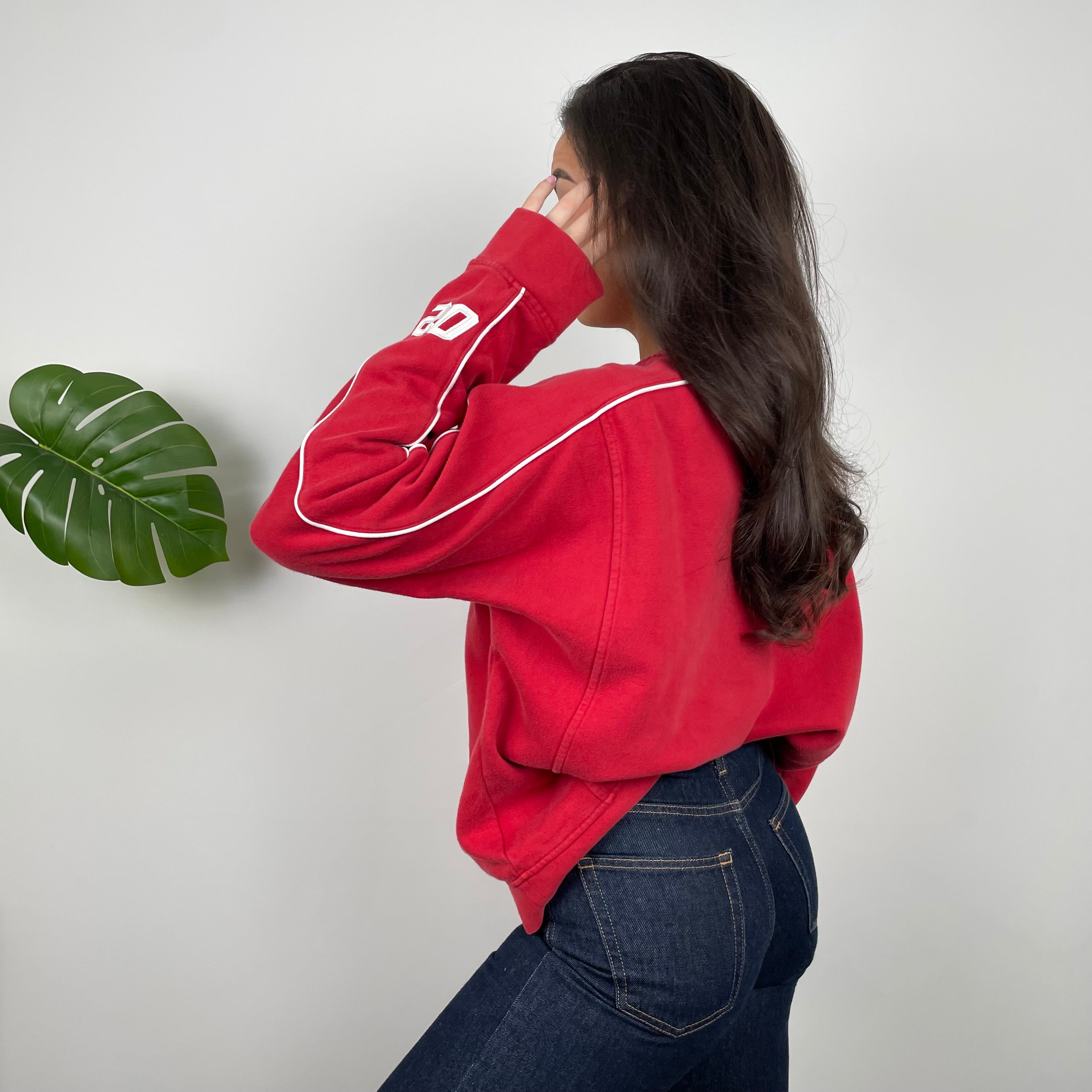 Nike Cortez RARE Red Embroidered Spell Out Sweatshirt (L)