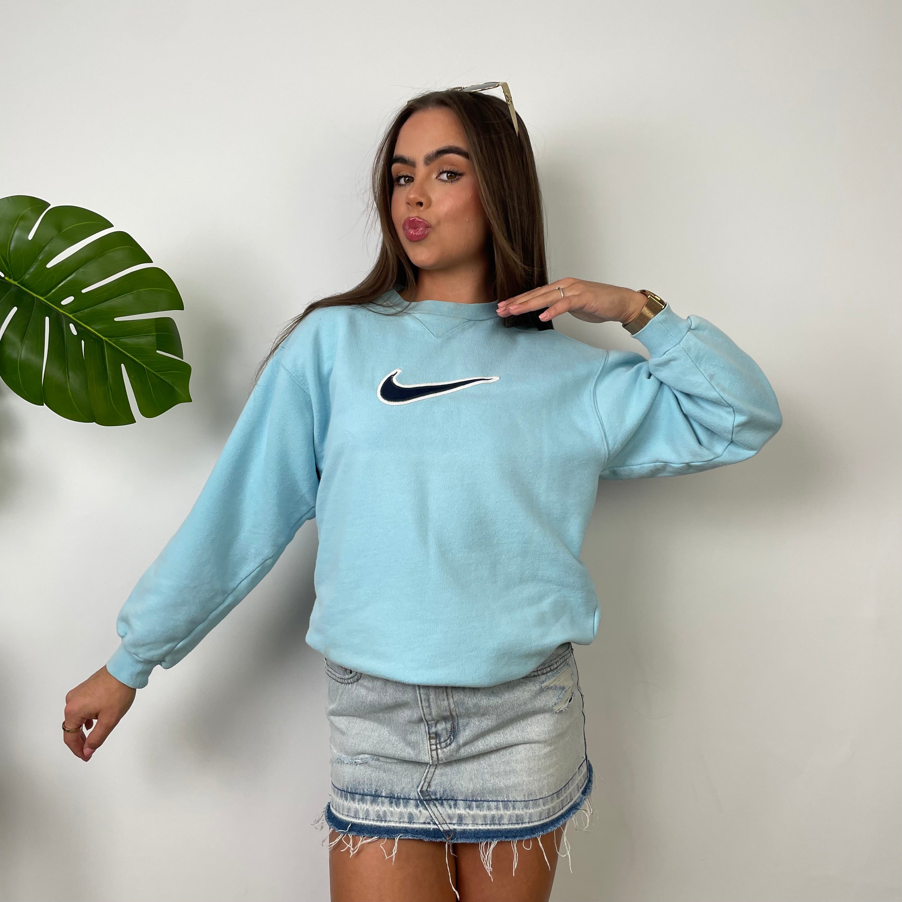 Nike Baby Blue Embroidered Swoosh Sweatshirt (S)