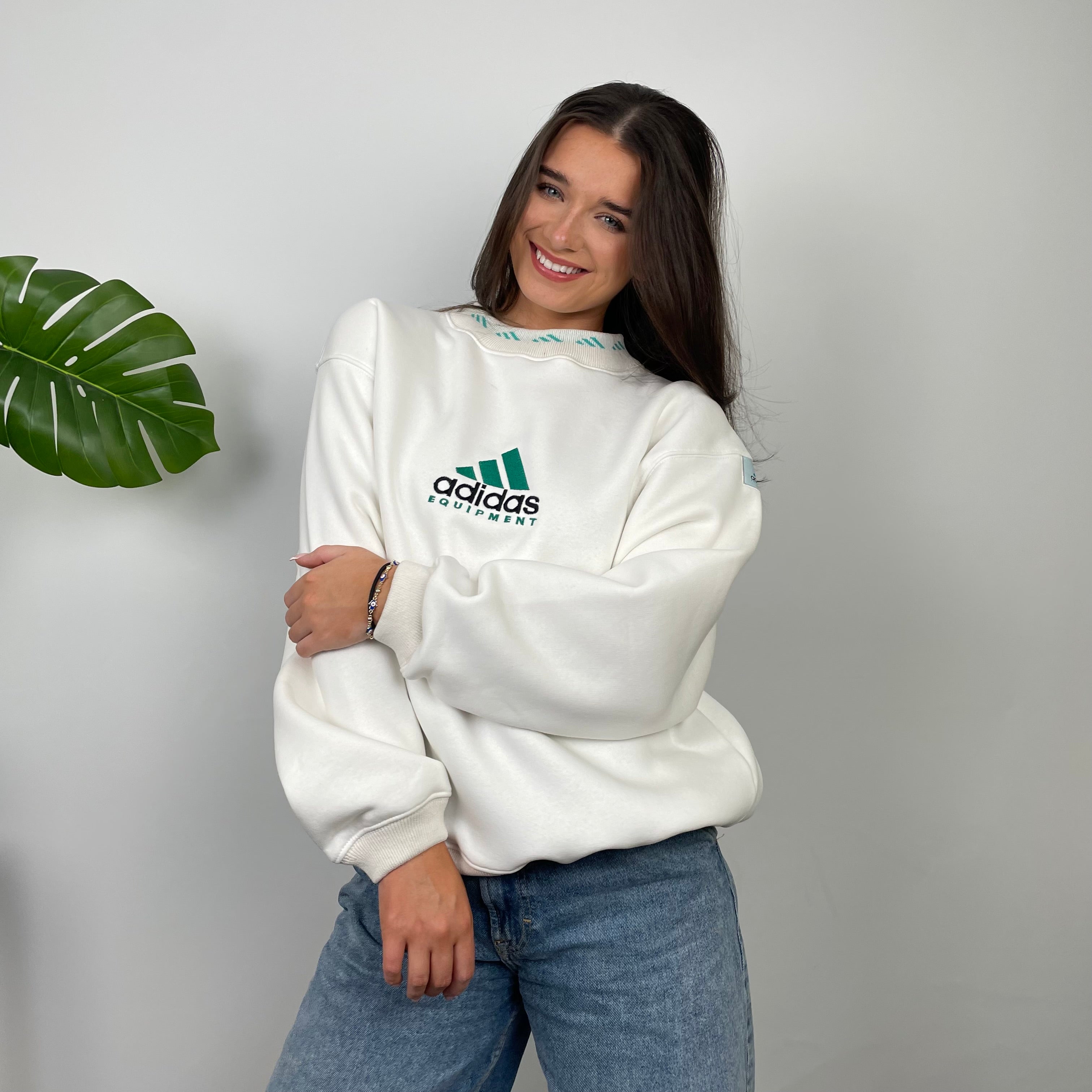 Adidas Equipment White Embroidered Spell Out Sweatshirt (M)