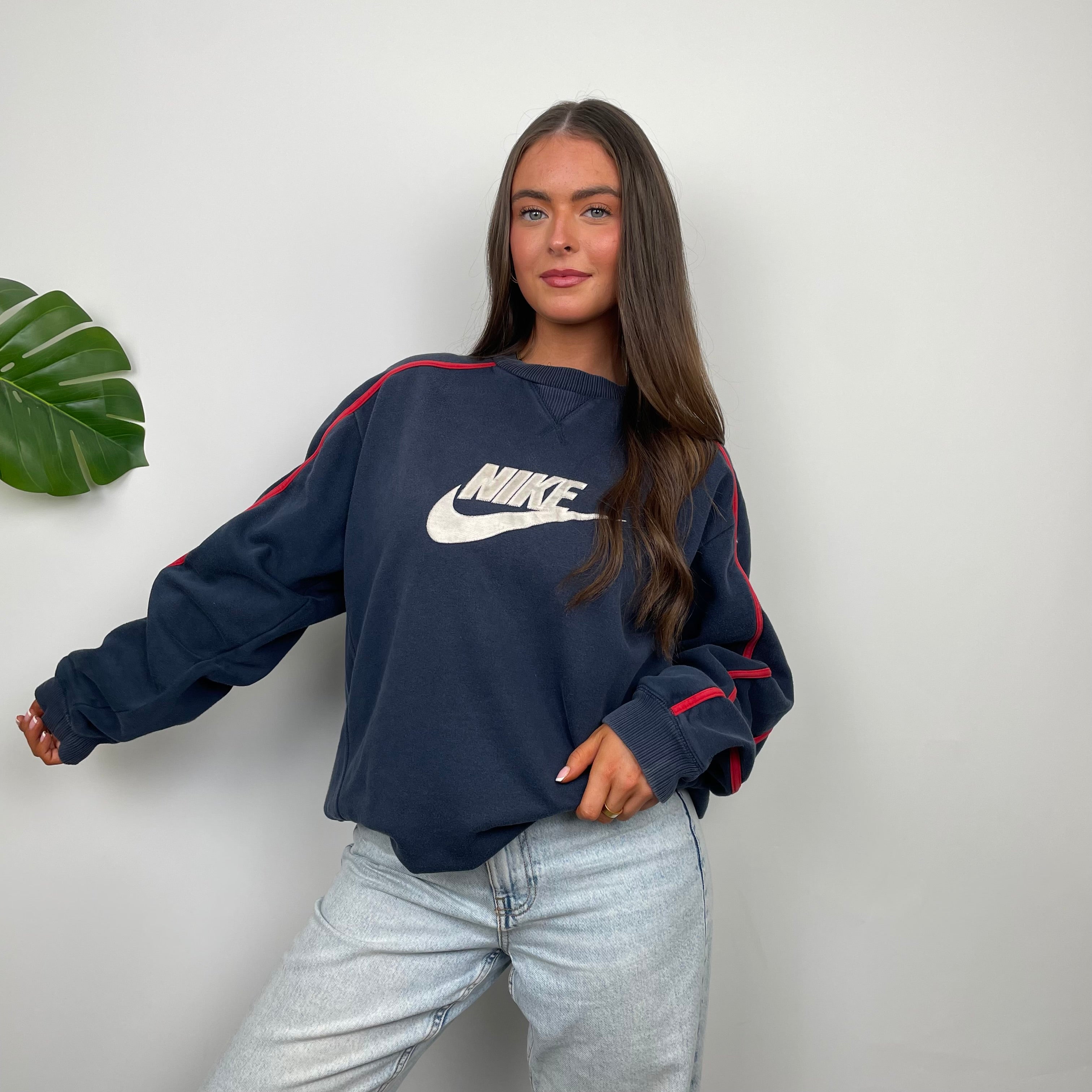 Nike Navy Embroidered Spell Out Sweatshirt (M)