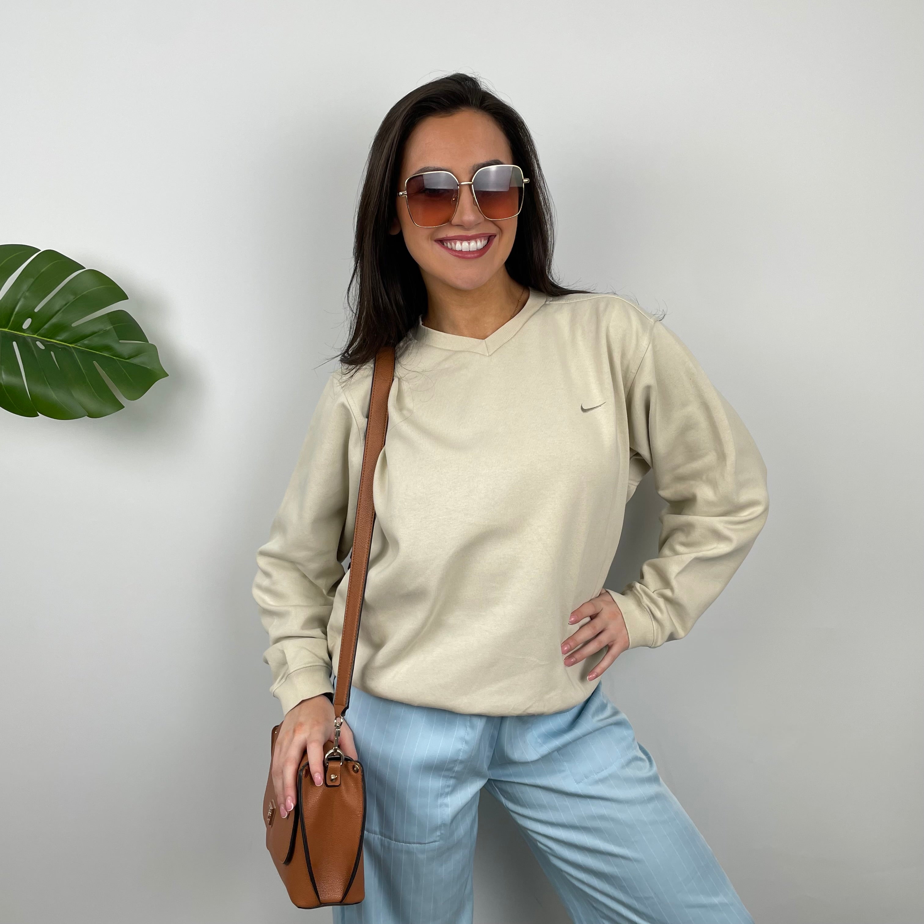 Nike Cream Embroidered Swoosh Sweatshirt (S)