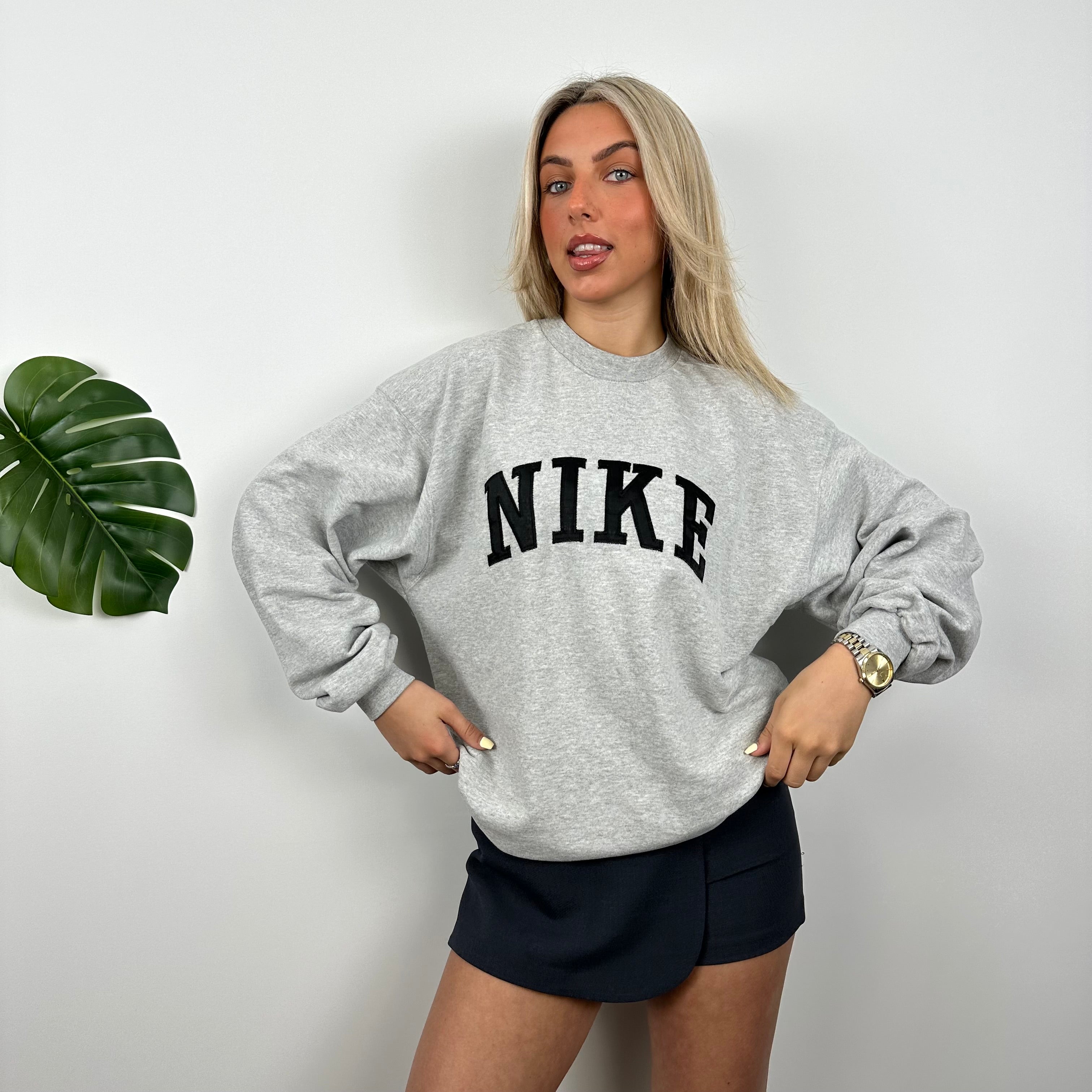 Nike Grey Embroidered Spell Out Sweatshirt (M)