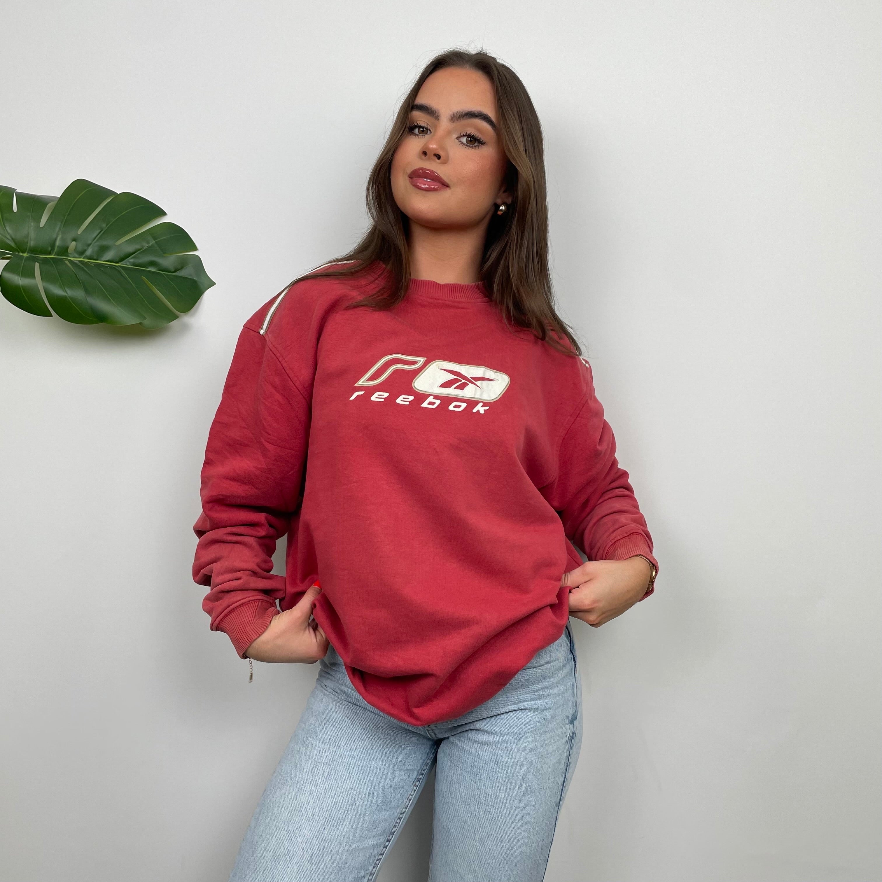 Reebok Red Embroidered Spell Out Sweatshirt (M)