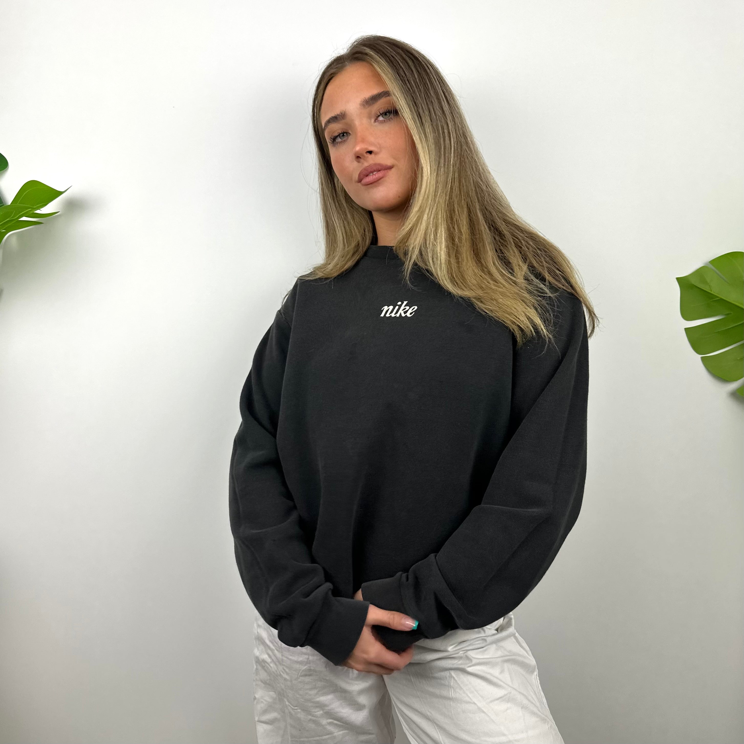 Nike Black Embroidered Spell Out Sweatshirt (L)