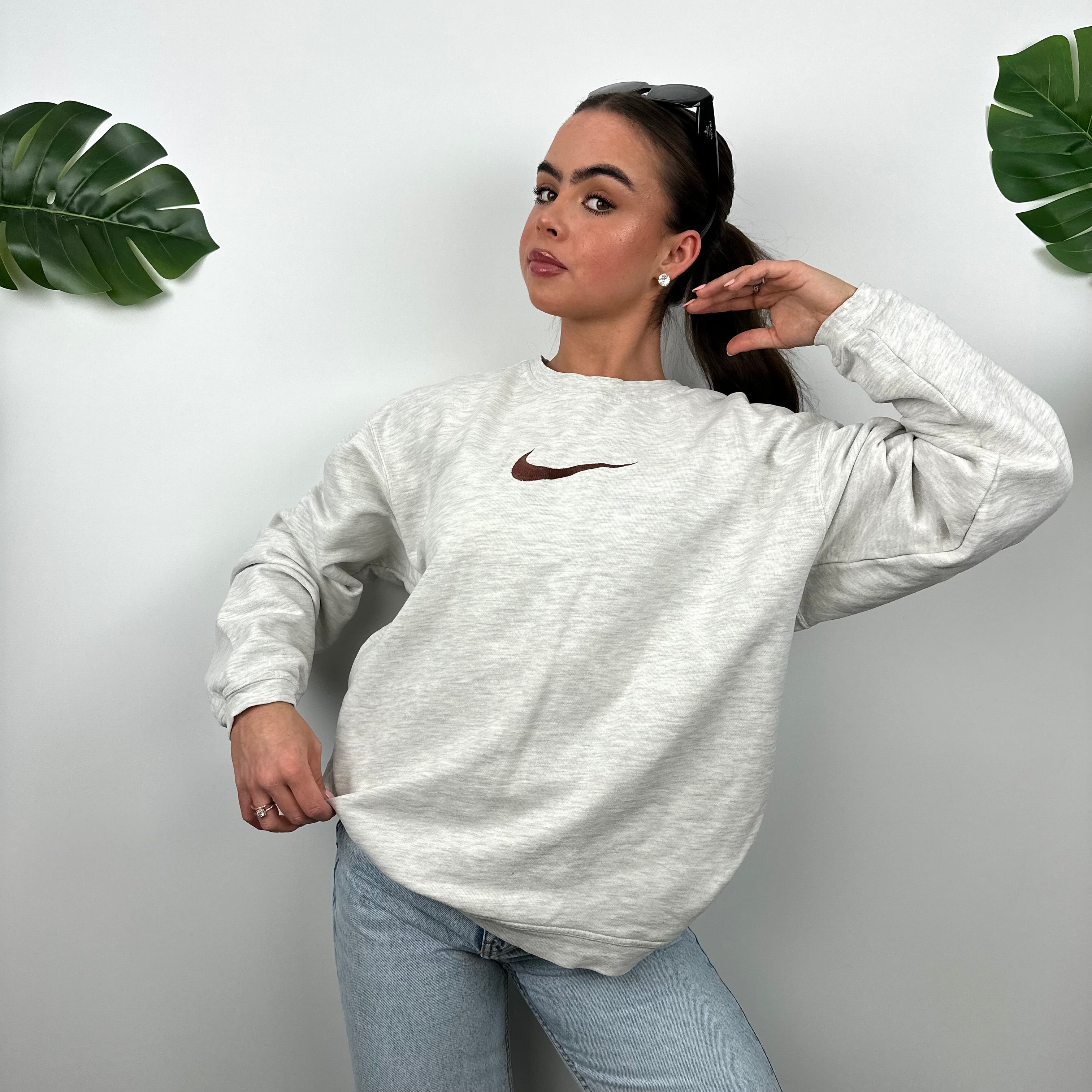 Nike Grey Embroidered Spell Out Sweatshirt (M)