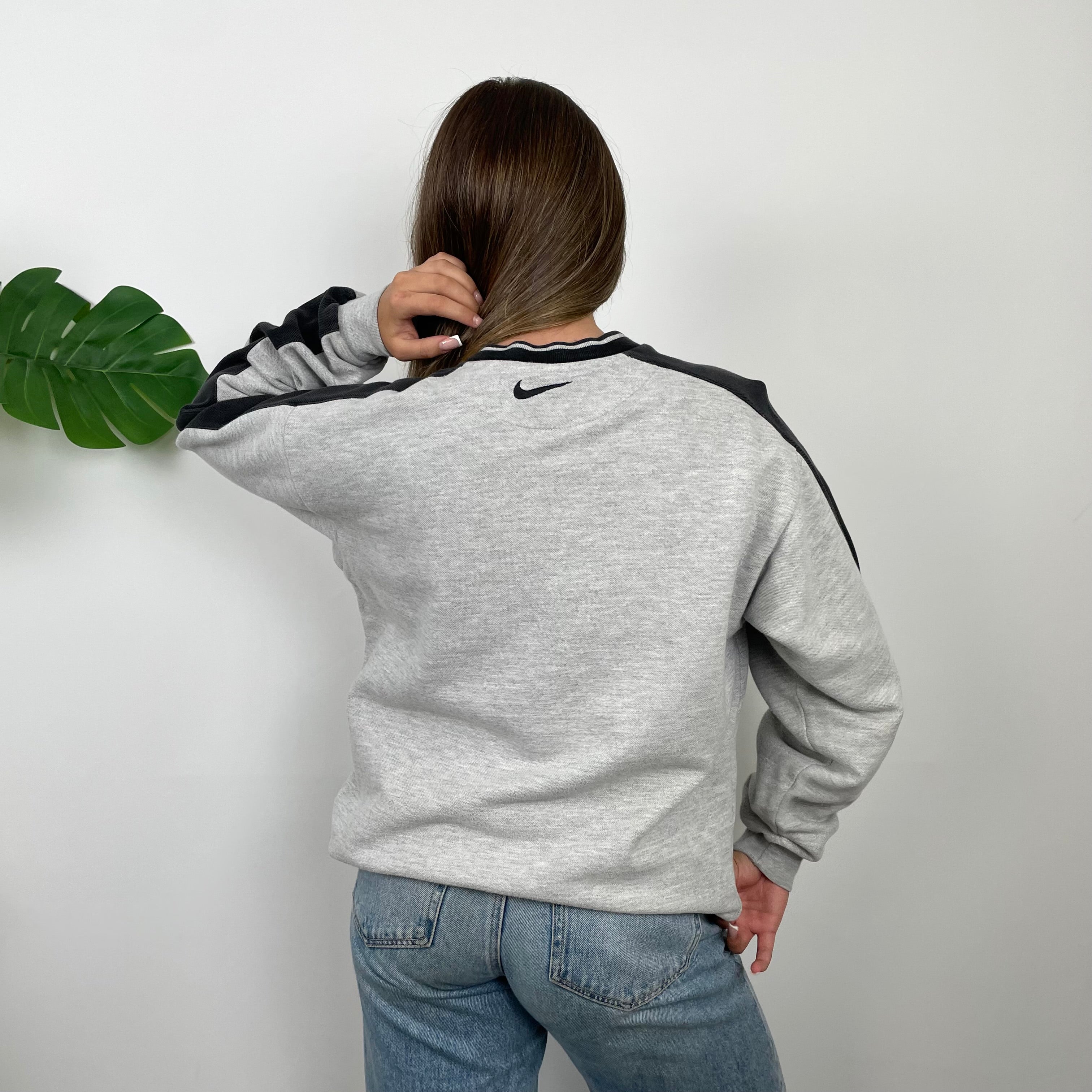 Nike Grey Embroidered Swoosh Sweatshirt (L)