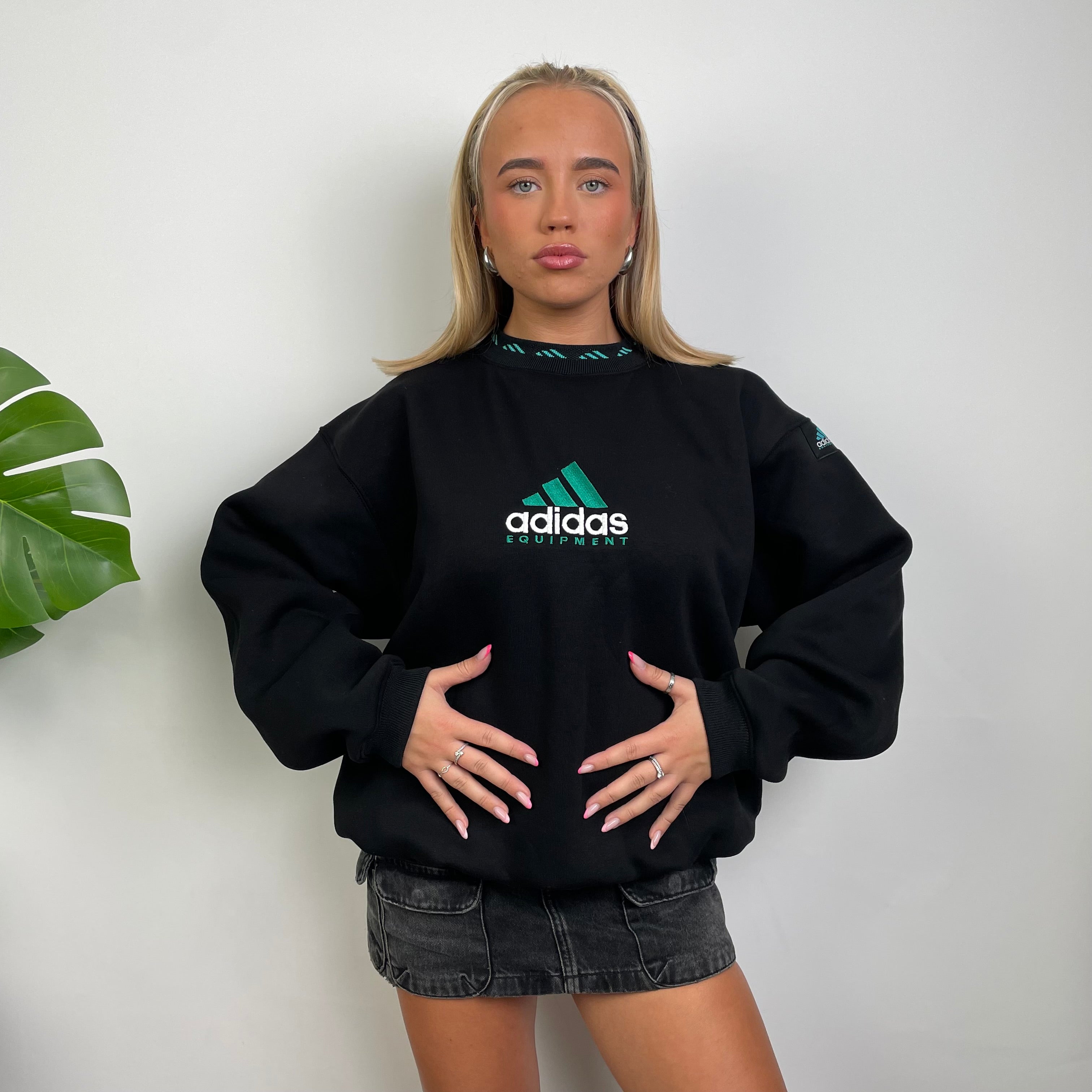 Adidas Equipment Black Embroidered Spell Out Sweatshirt (S)