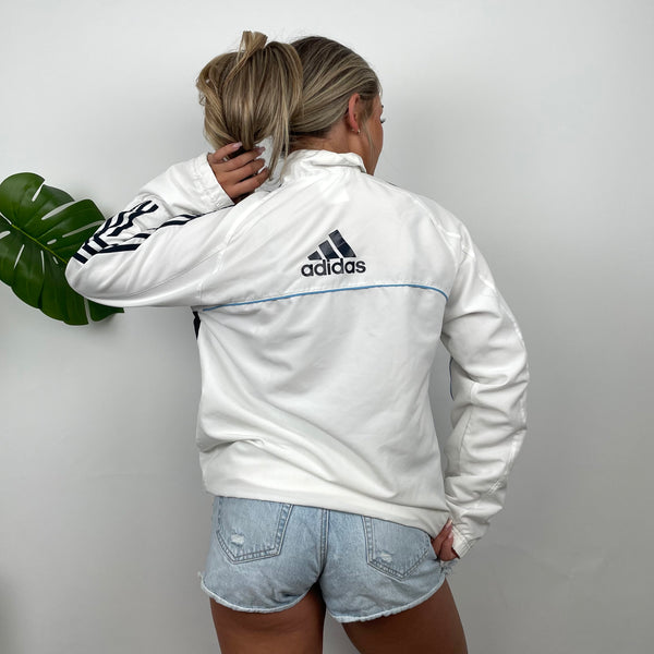 Adidas Embroidered Spell Out White Zip Up Track Jacket (S)