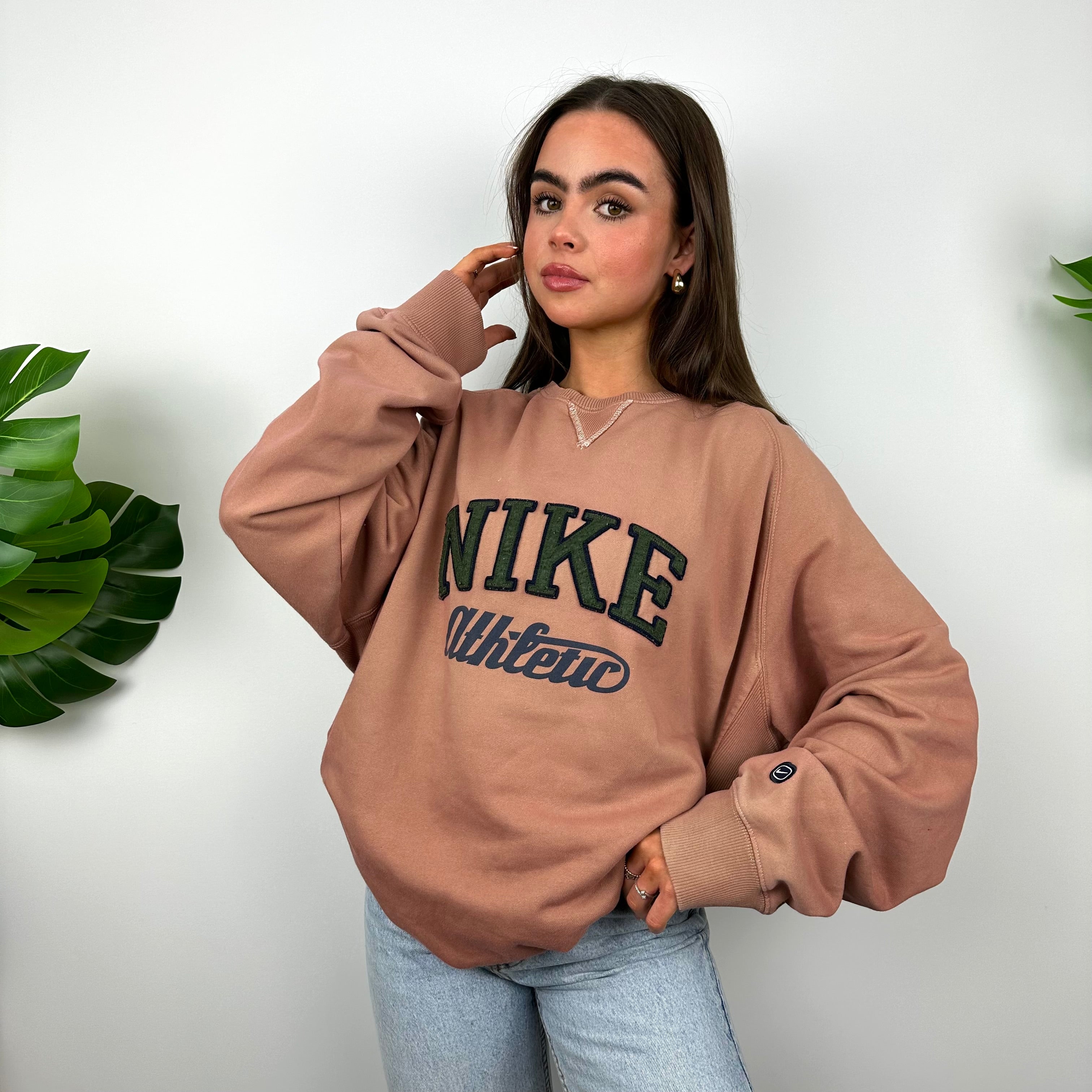 Nike Blush Pink Embroidered Spell Out Sweatshirt (L)