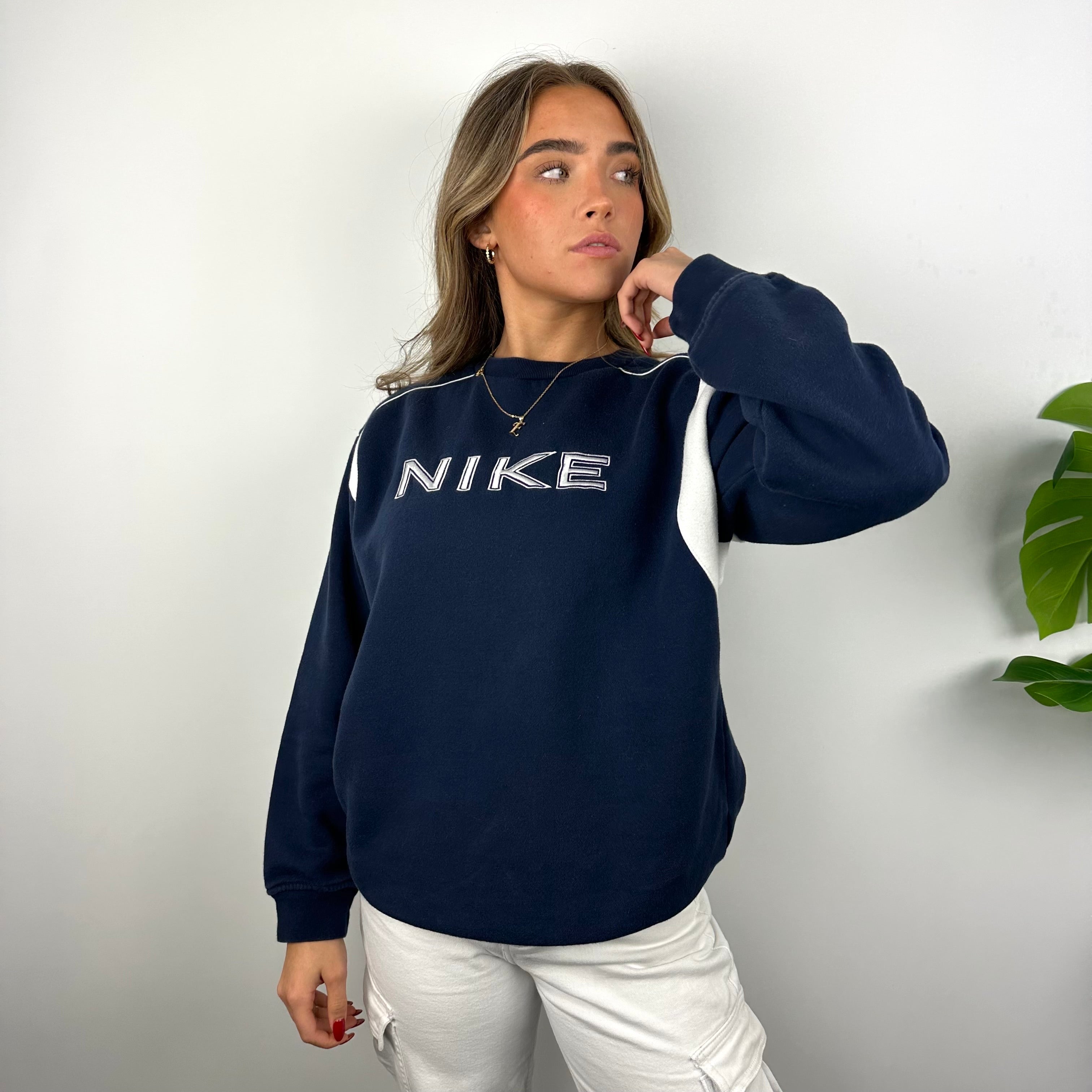 Nike Navy Embroidered Spell Out Sweatshirt (S)