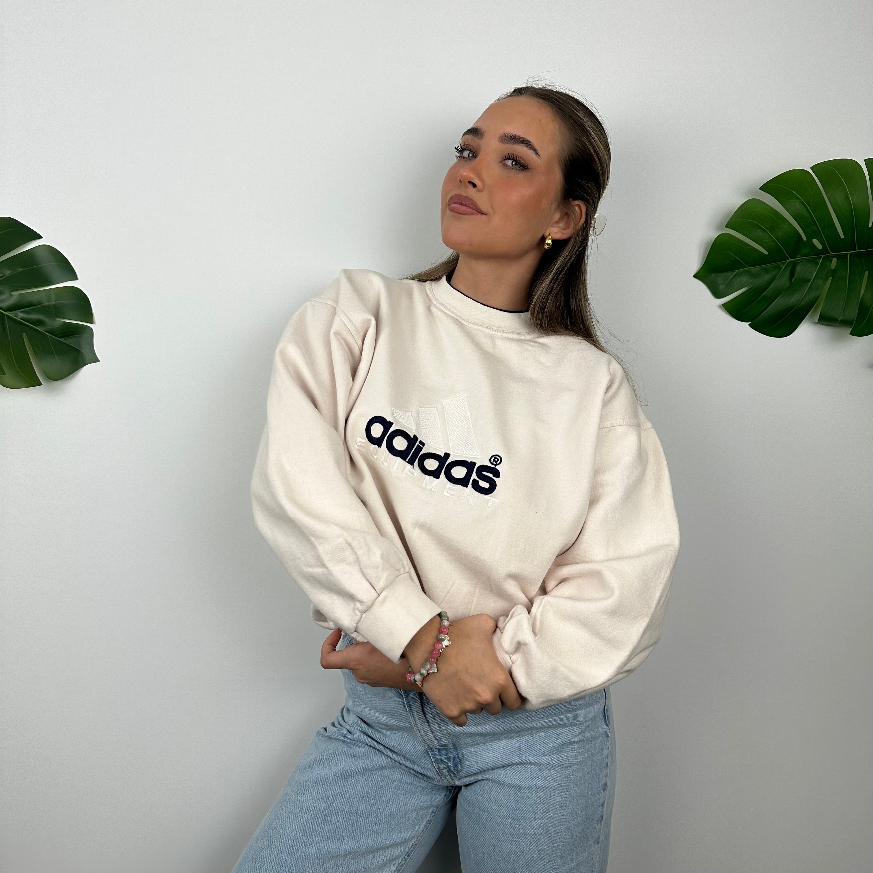 Adidas Equipment RARE Cream Embroidered Spell Out Sweatshirt (M)