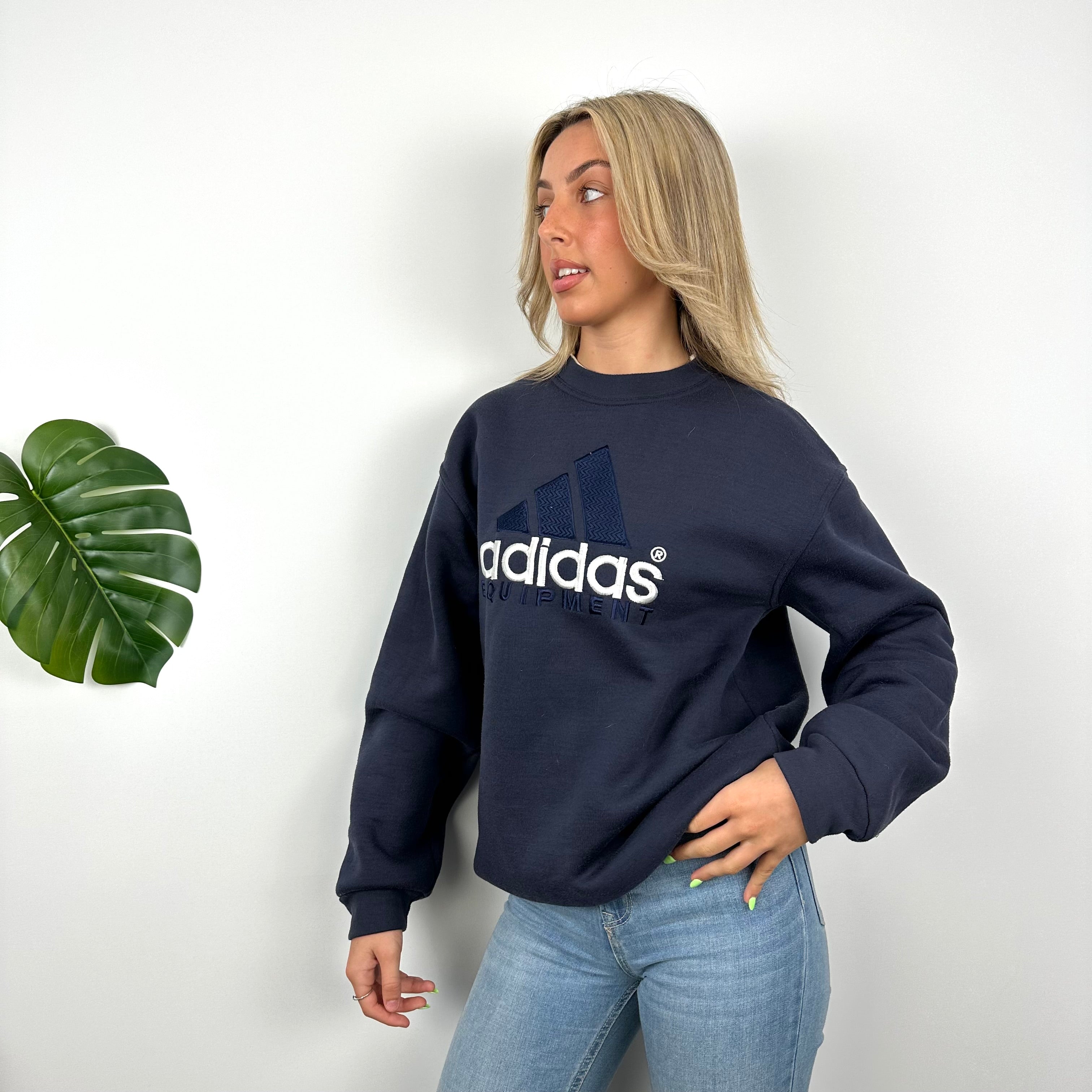 Adidas Equipment RARE Navy Embroidered Spell Out Sweatshirt (M)