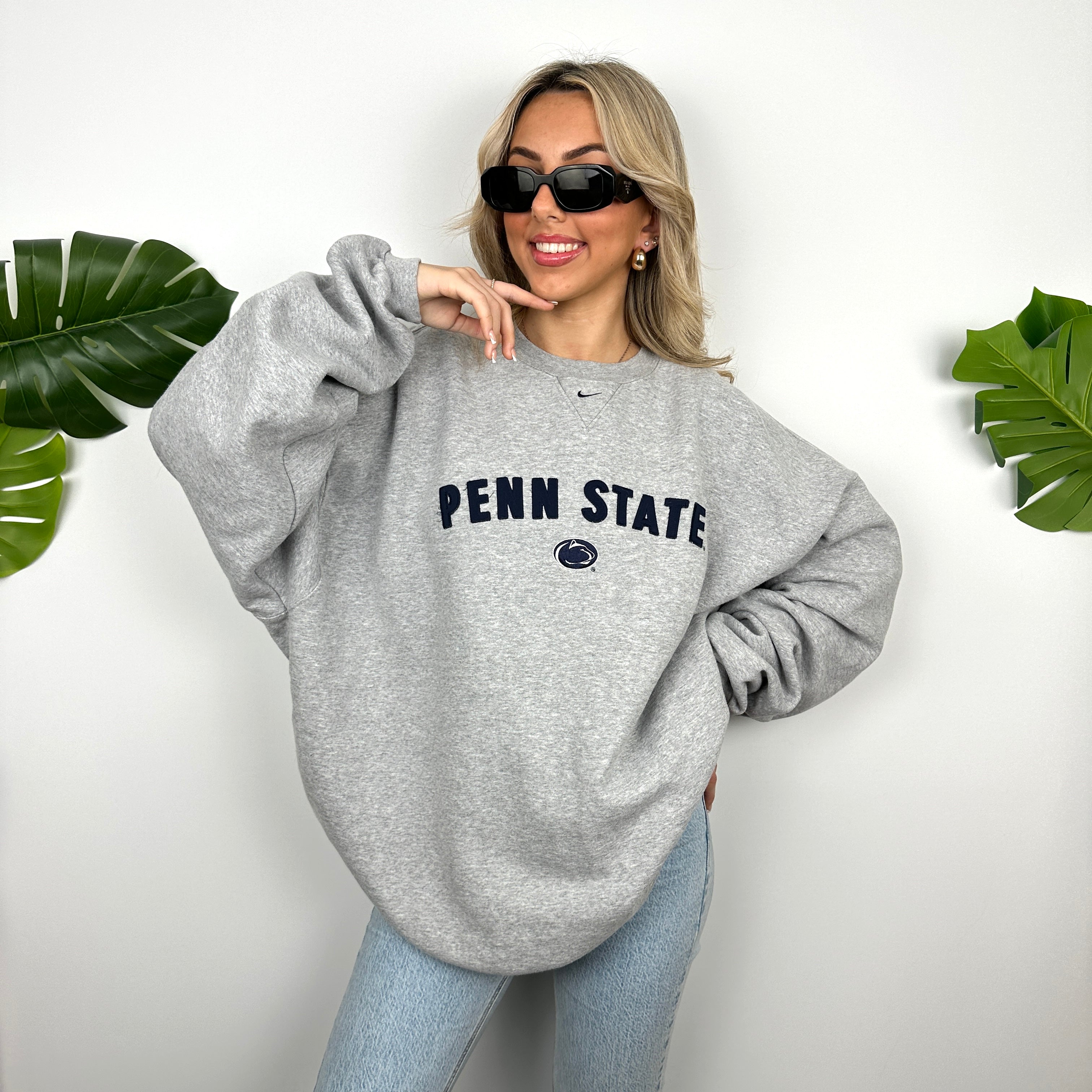 Nike x Penn State Grey Embroidered Spell Out Sweatshirt (XXL)