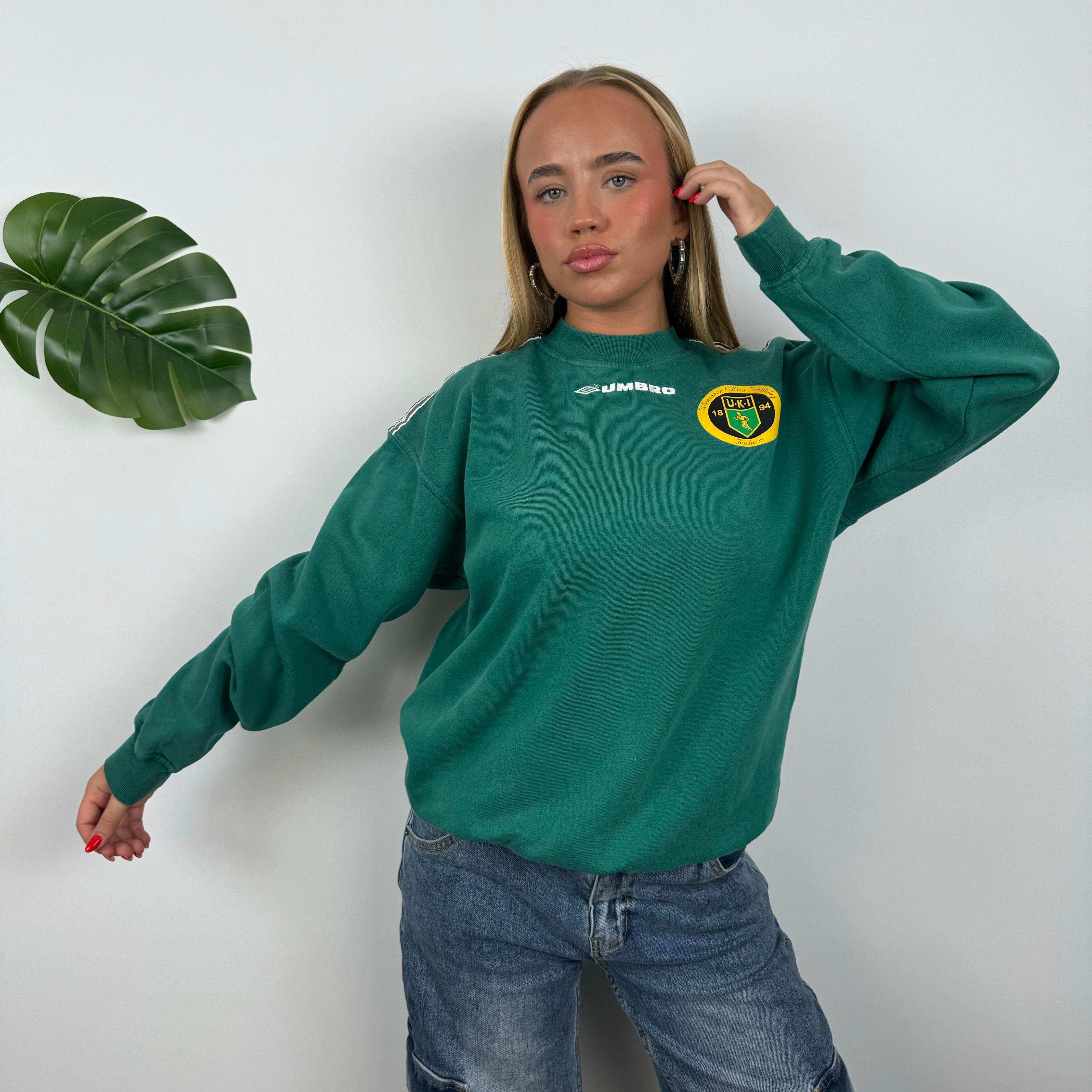 Umbro RARE Green Embroidered Spell Out Sweatshirt (S)