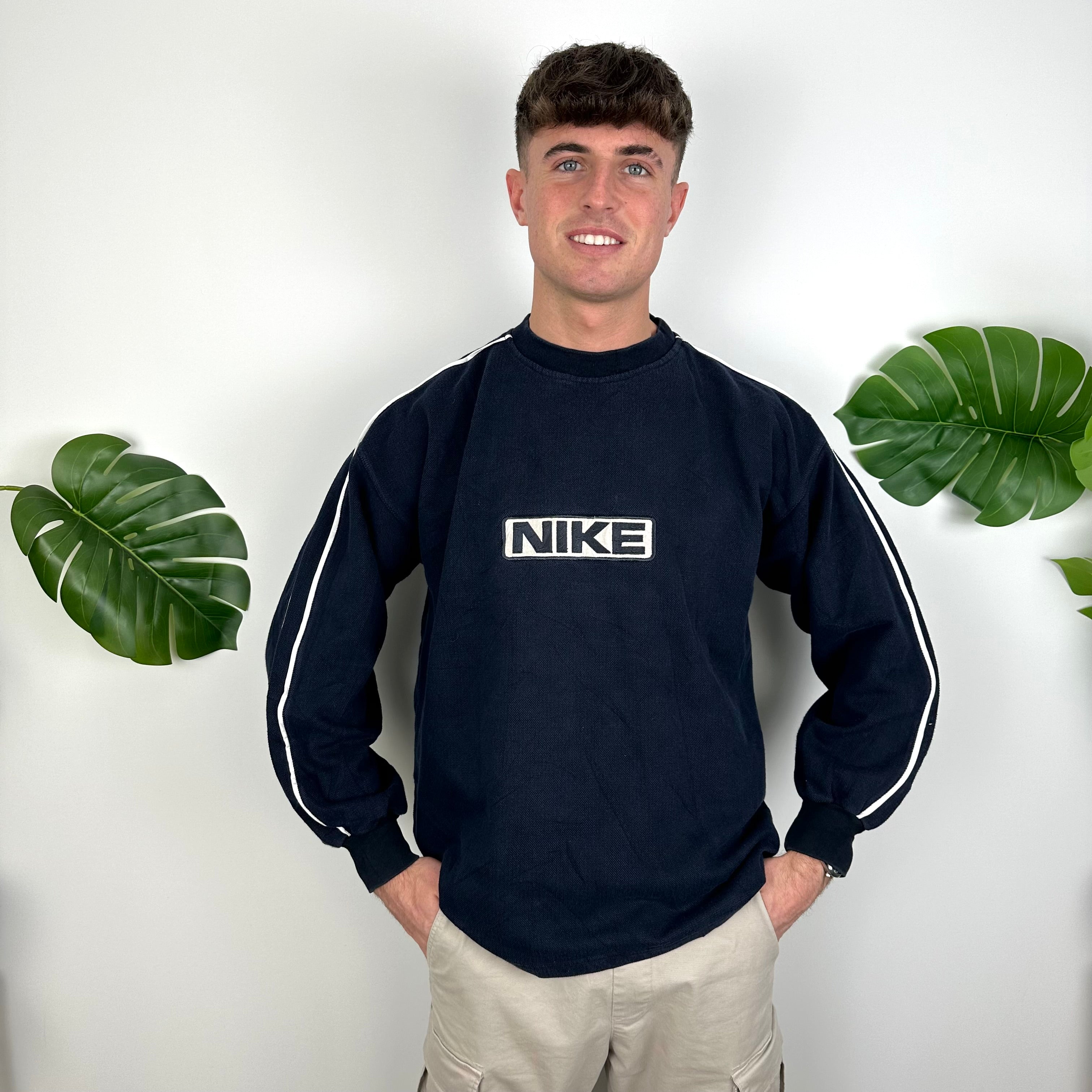 Nike Navy Embroidered Spell Out Sweatshirt (XL)