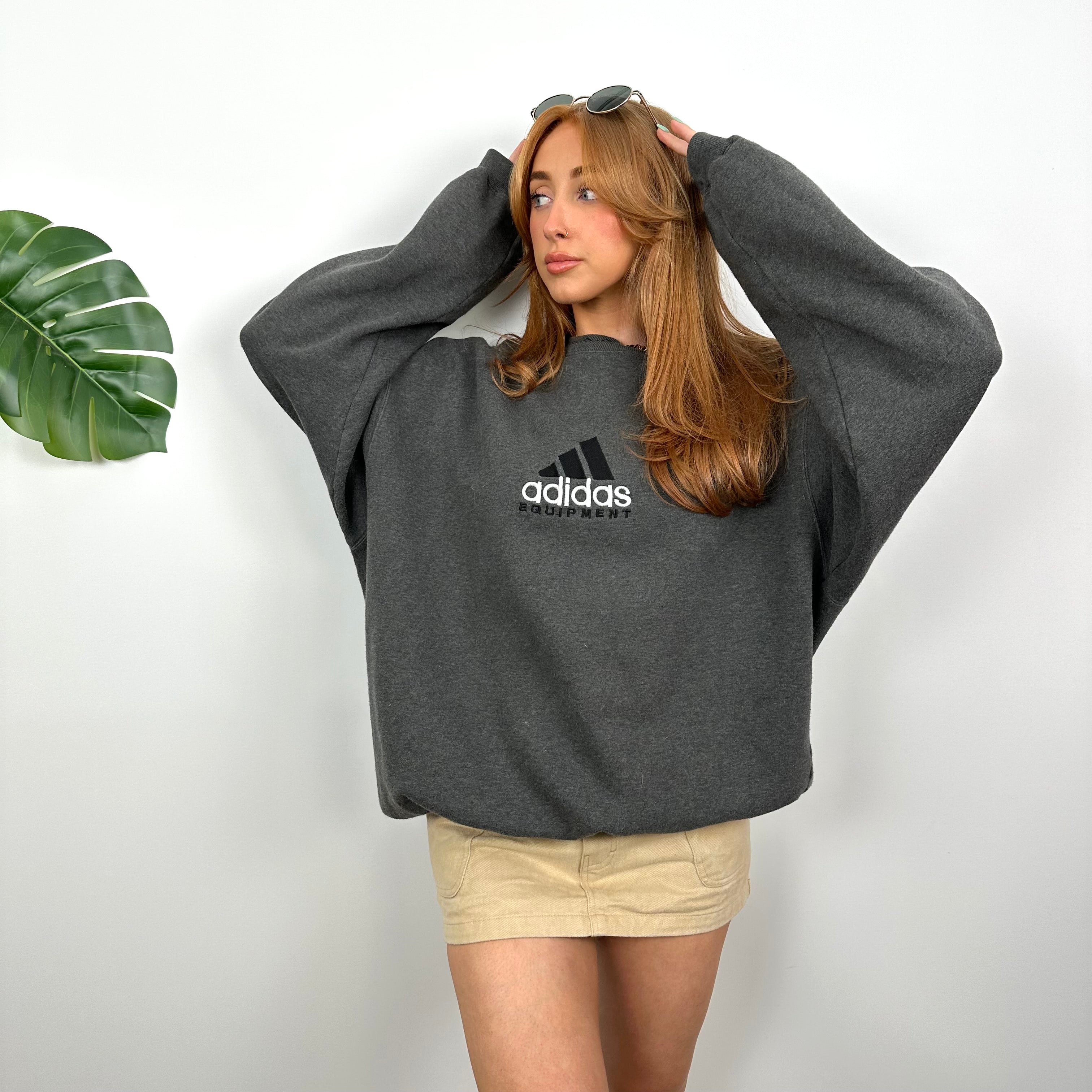 Adidas Equipment RARE Grey Embroidered Spell Out Sweatshirt (L)