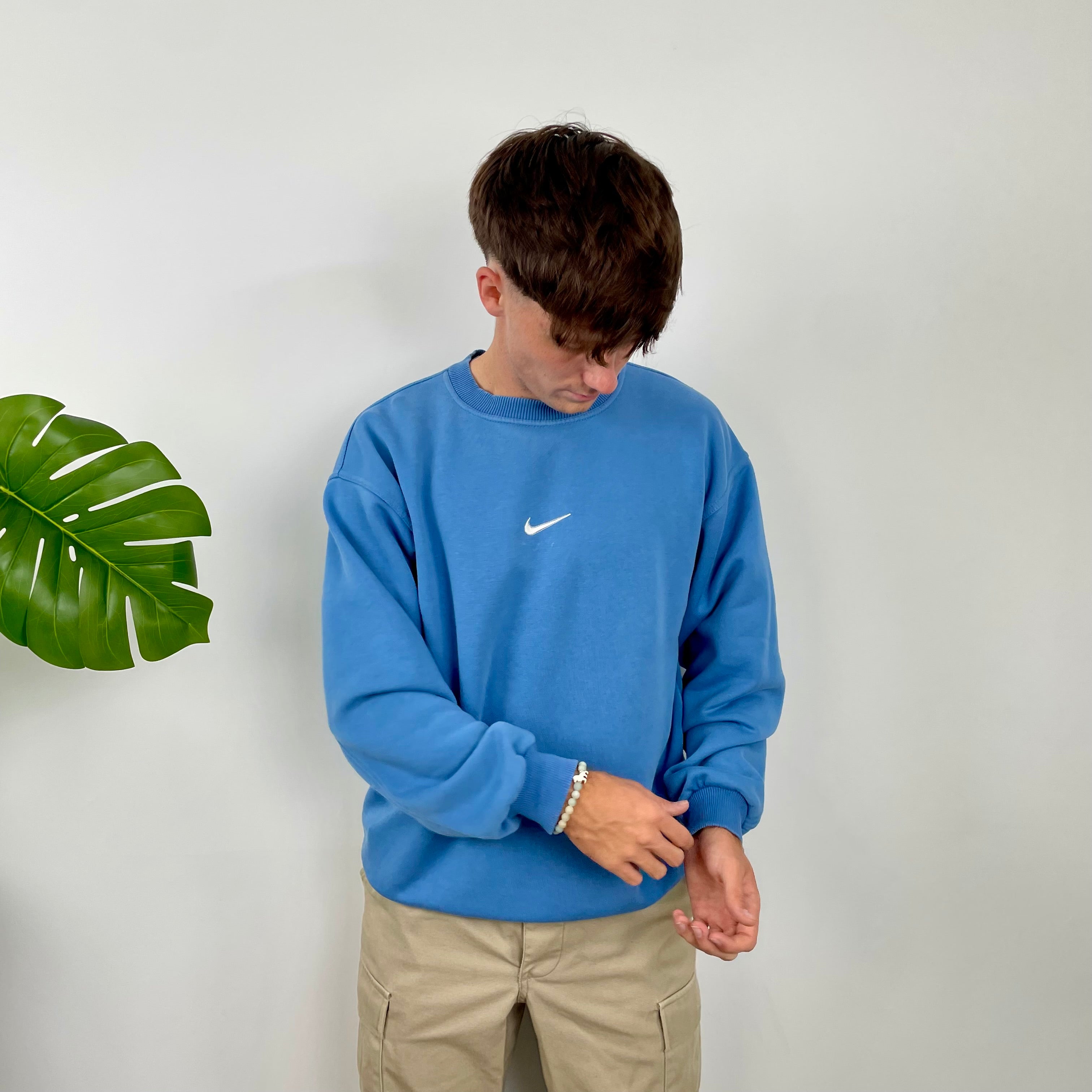 Nike Baby Blue Embroidered Swoosh Sweatshirt (L)