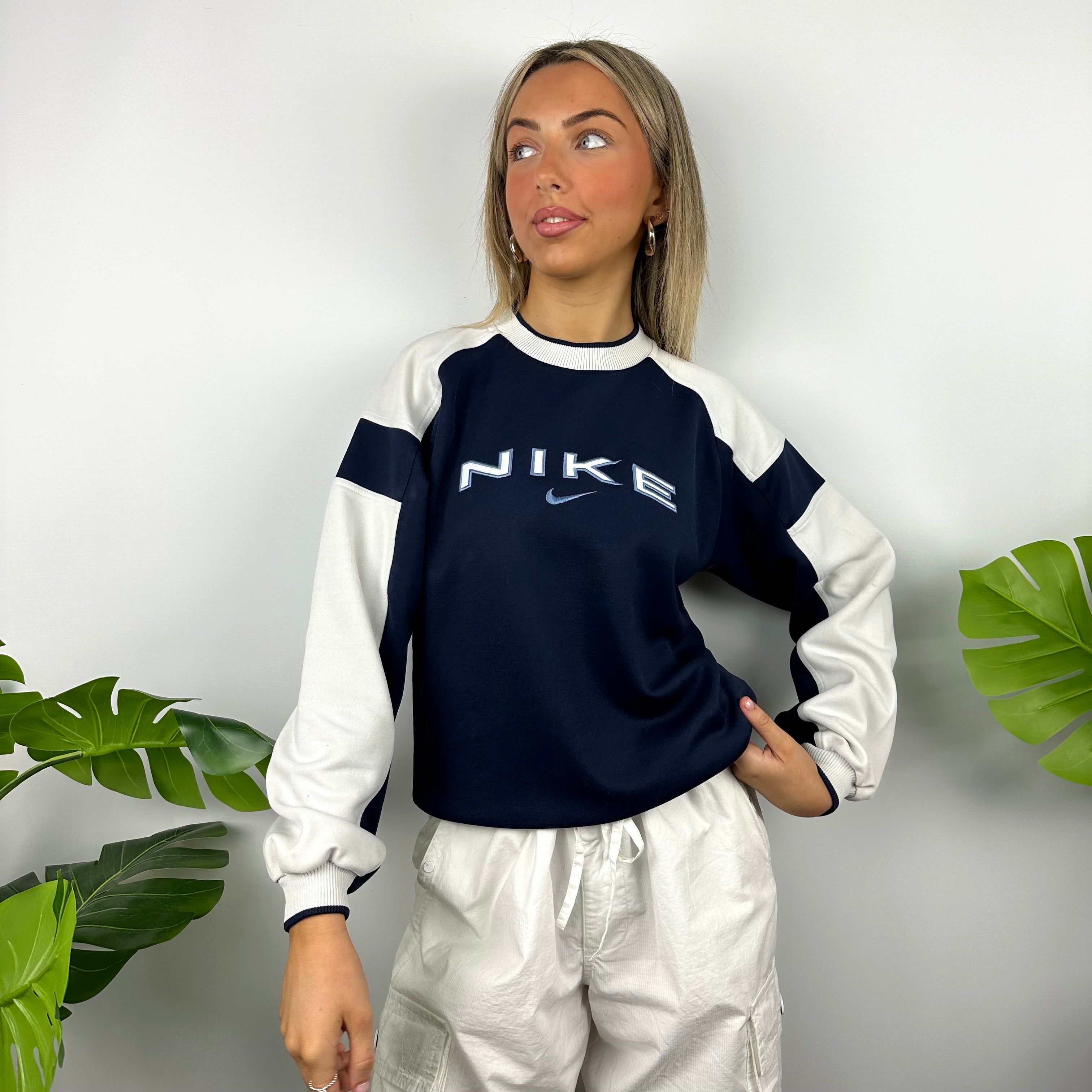 Nike Navy Embroidered Spell Out Sweatshirt (S)