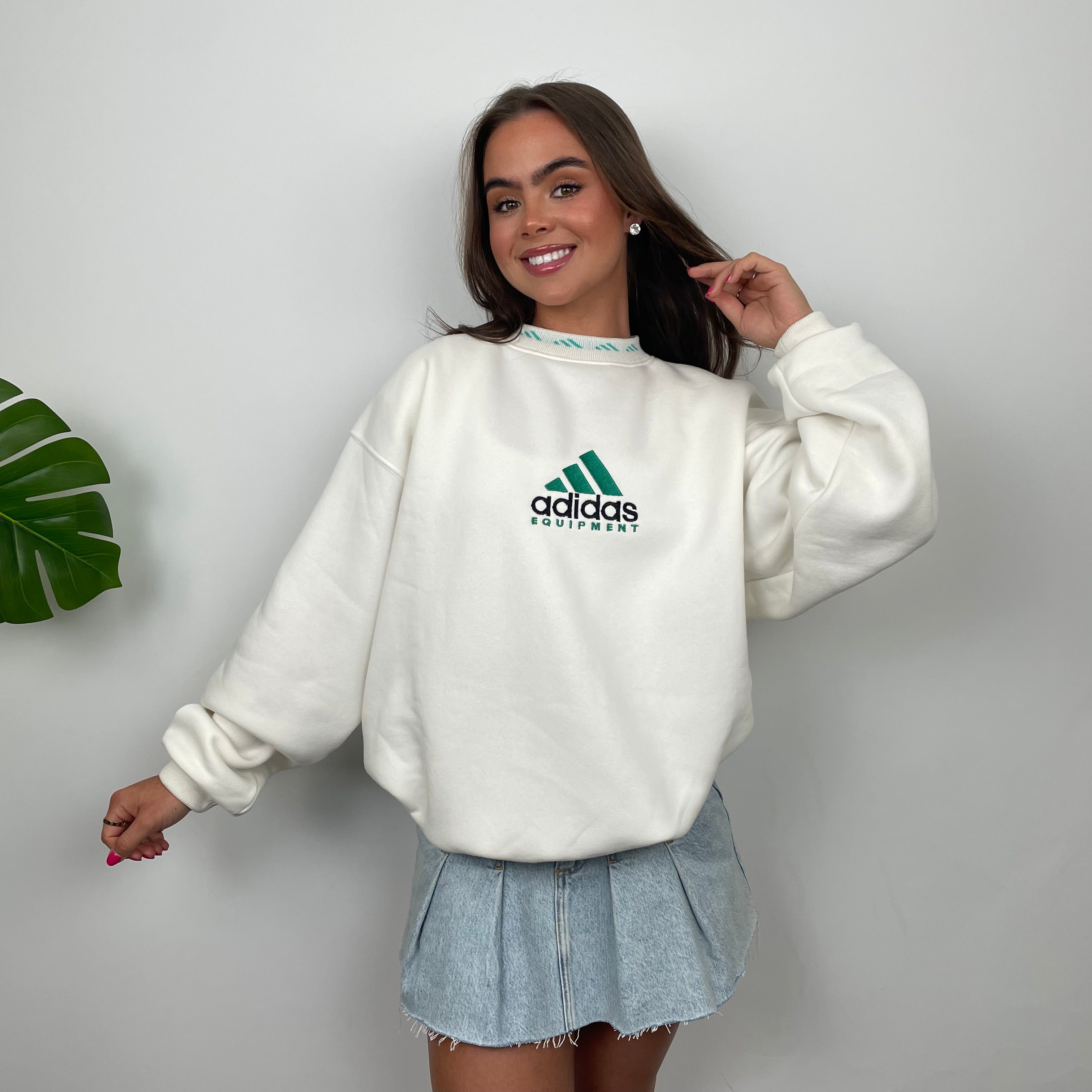 Adidas Equipment White Embroidered Spell Out Sweatshirt (M)