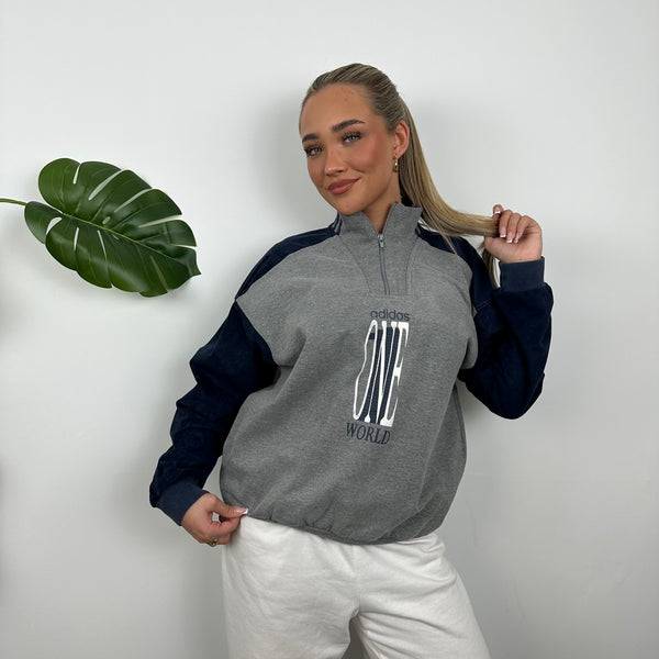 Adidas One World RARE Spell Out Quarter Zip Sweatshirt (M)