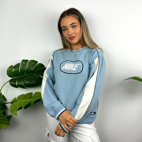 Nike Baby Blue Embroidered Spell Out Sweatshirt (M)