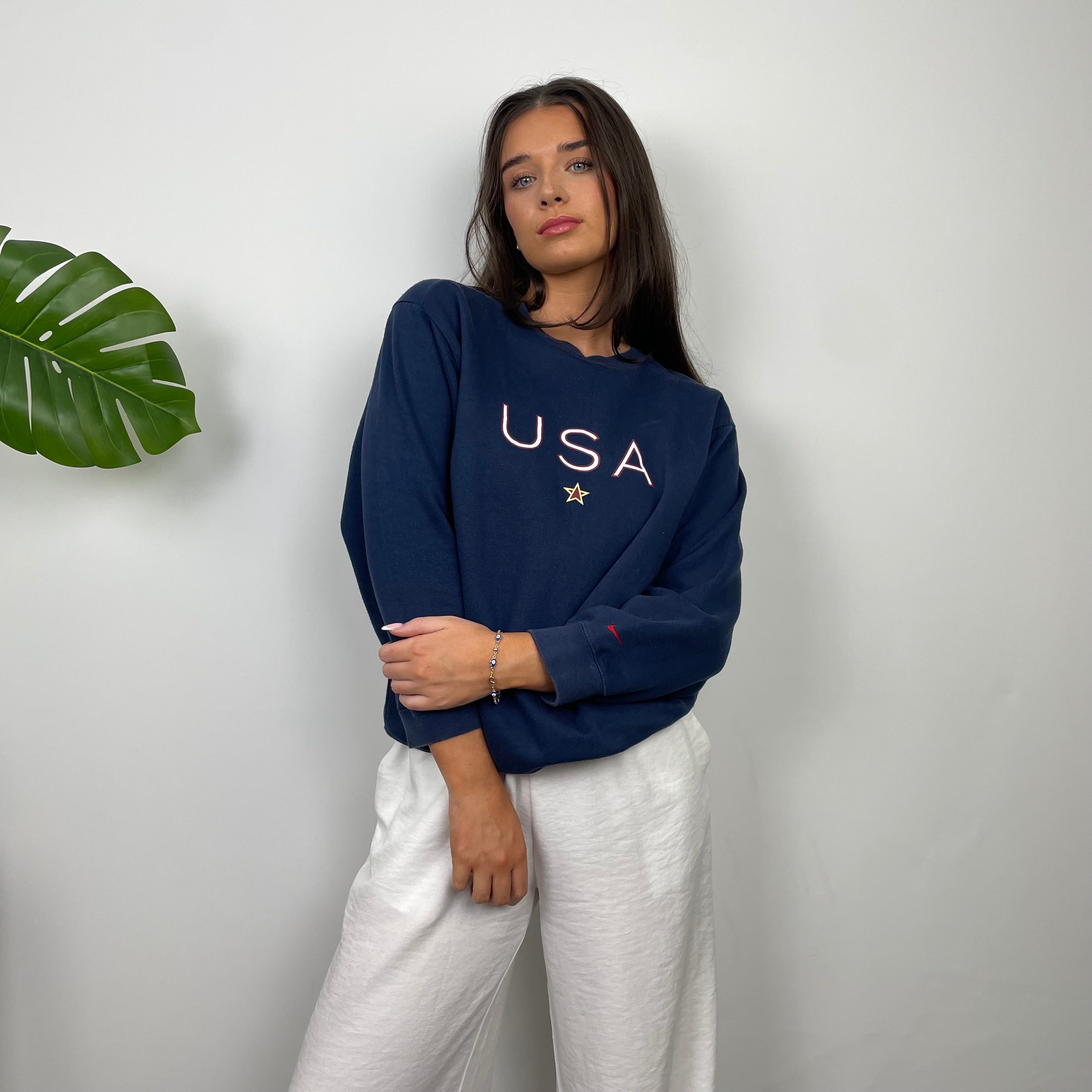 Nike X USA Navy Embroidered Spell Out Sweatshirt (S)