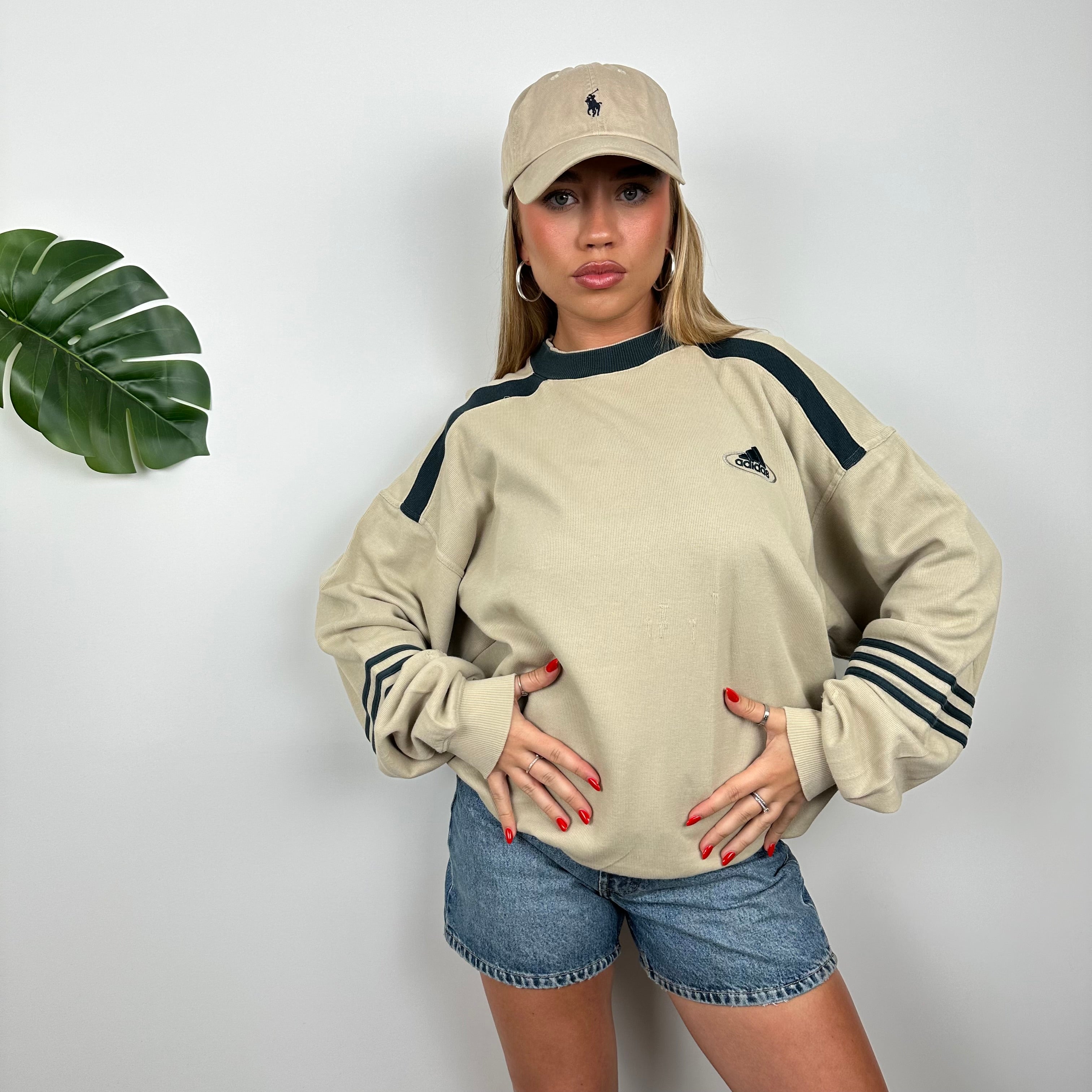 Adidas Tan Embroidered Spell Out Sweatshirt (L)