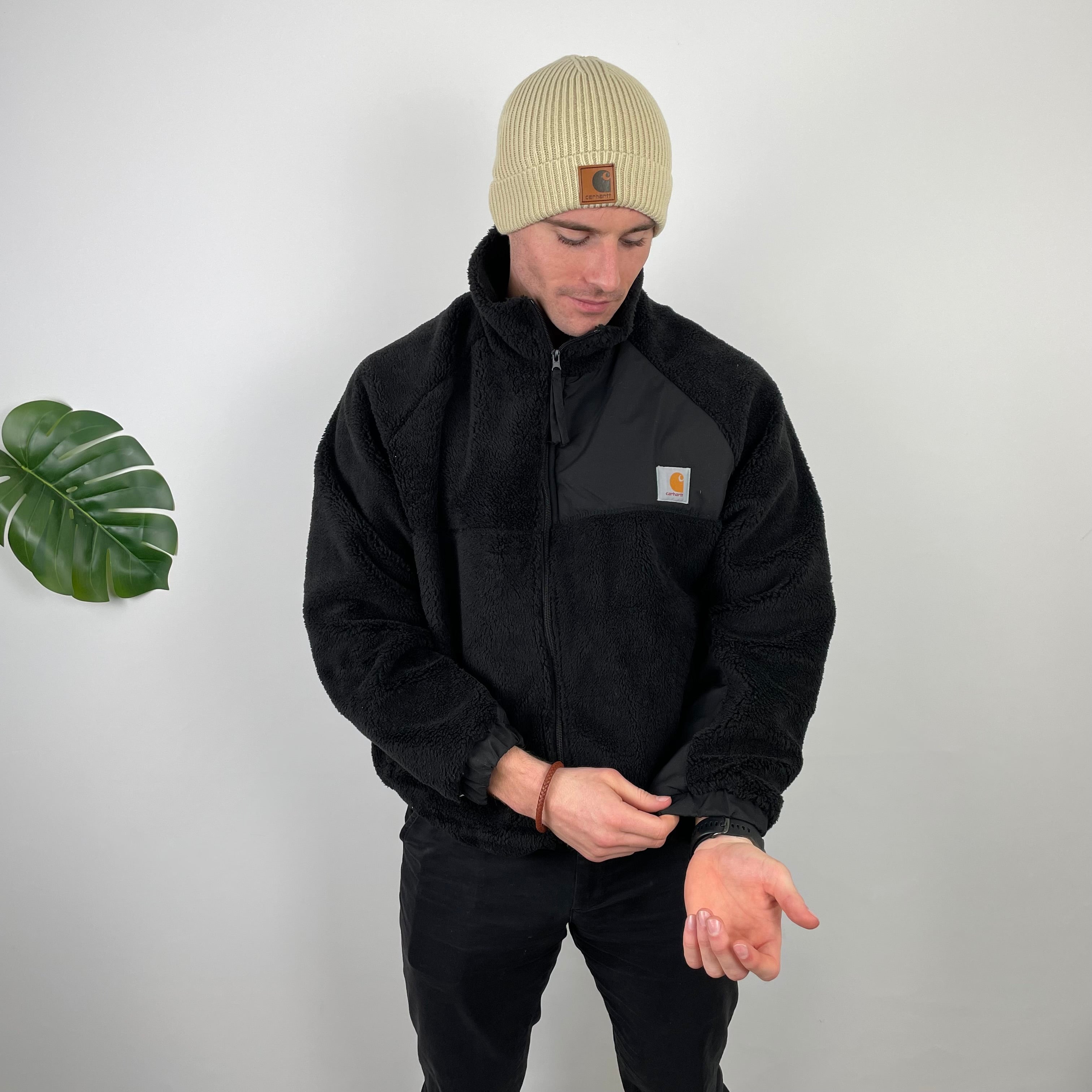 Carhartt Black Teddy Bear Sherpa Fleece Zip Up Jacket (L)