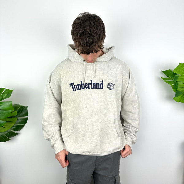 Timberland Grey Embroidered Spell Out Hoodie (L)