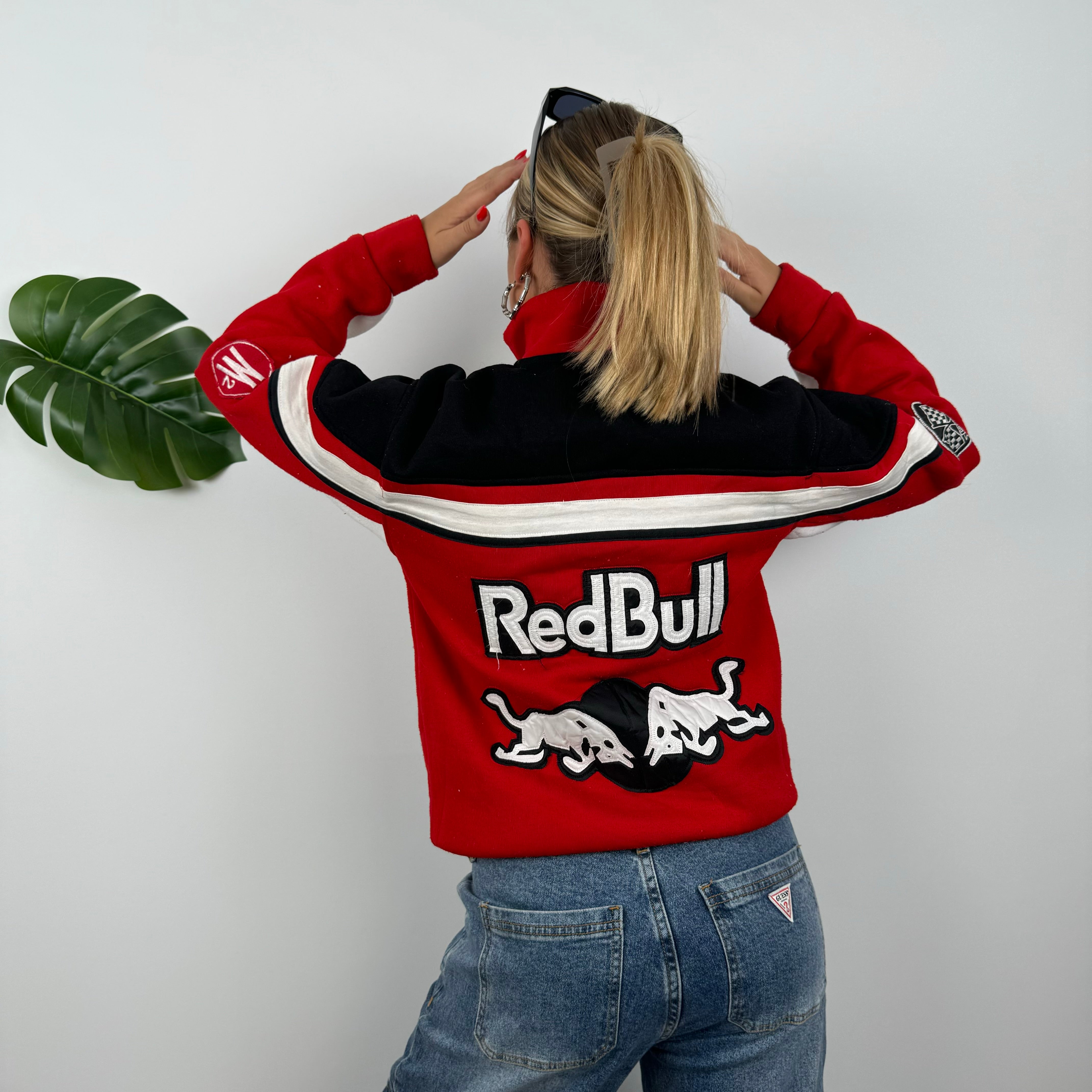 Red Bull Racing Red Embroidered Spell Out Zip Up Jacket (M)