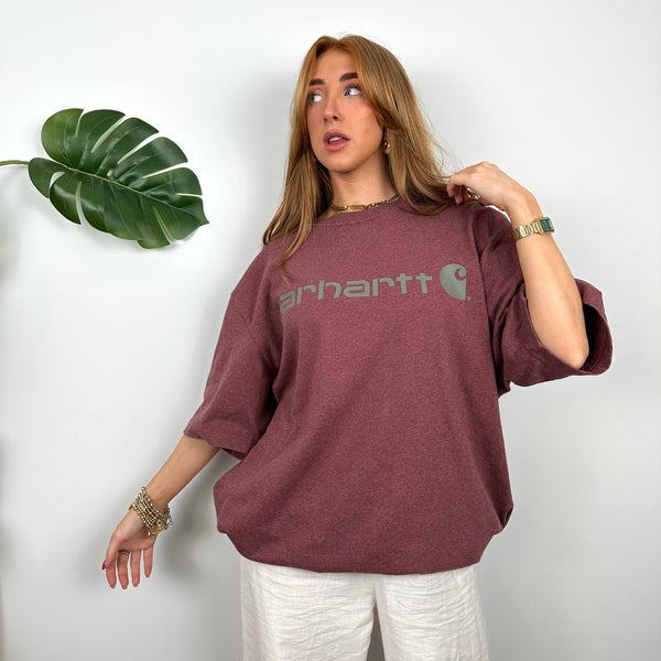 Carhartt RARE Maroon Spell Out T Shirt (L)