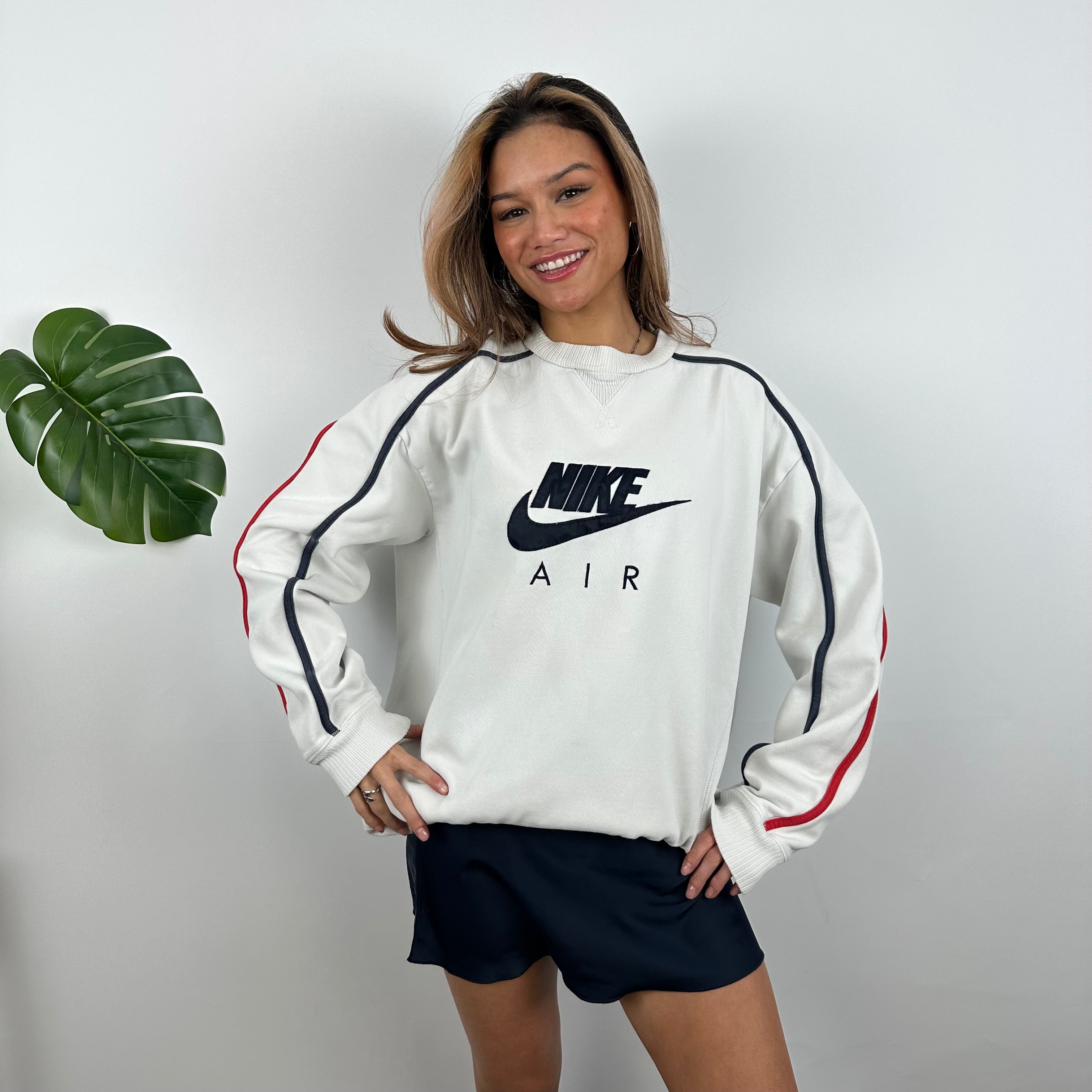 Nike RARE White Embroidered Spell Out Sweatshirt (XL)