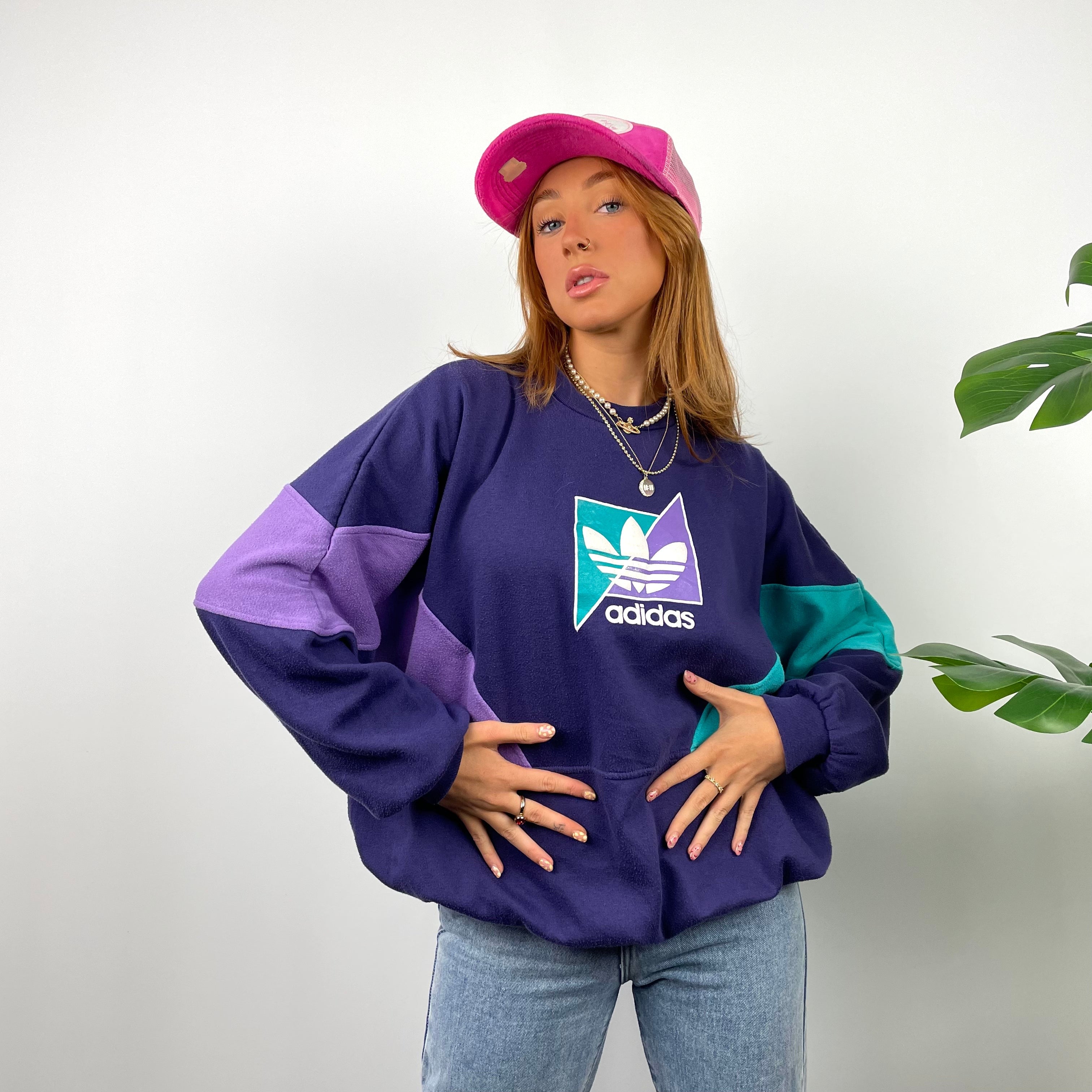 Adidas RARE Purple Colour Block Spell Out Sweatshirt (M)