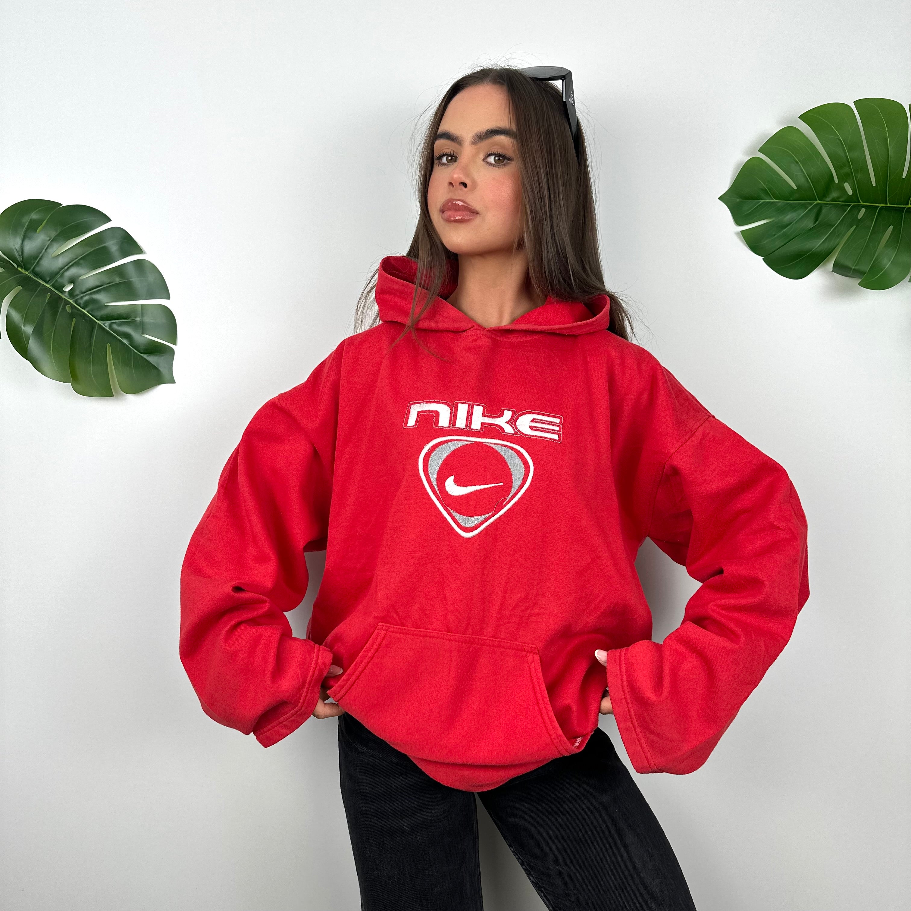 Nike Red Embroidered Spell Out Hoodie (L)