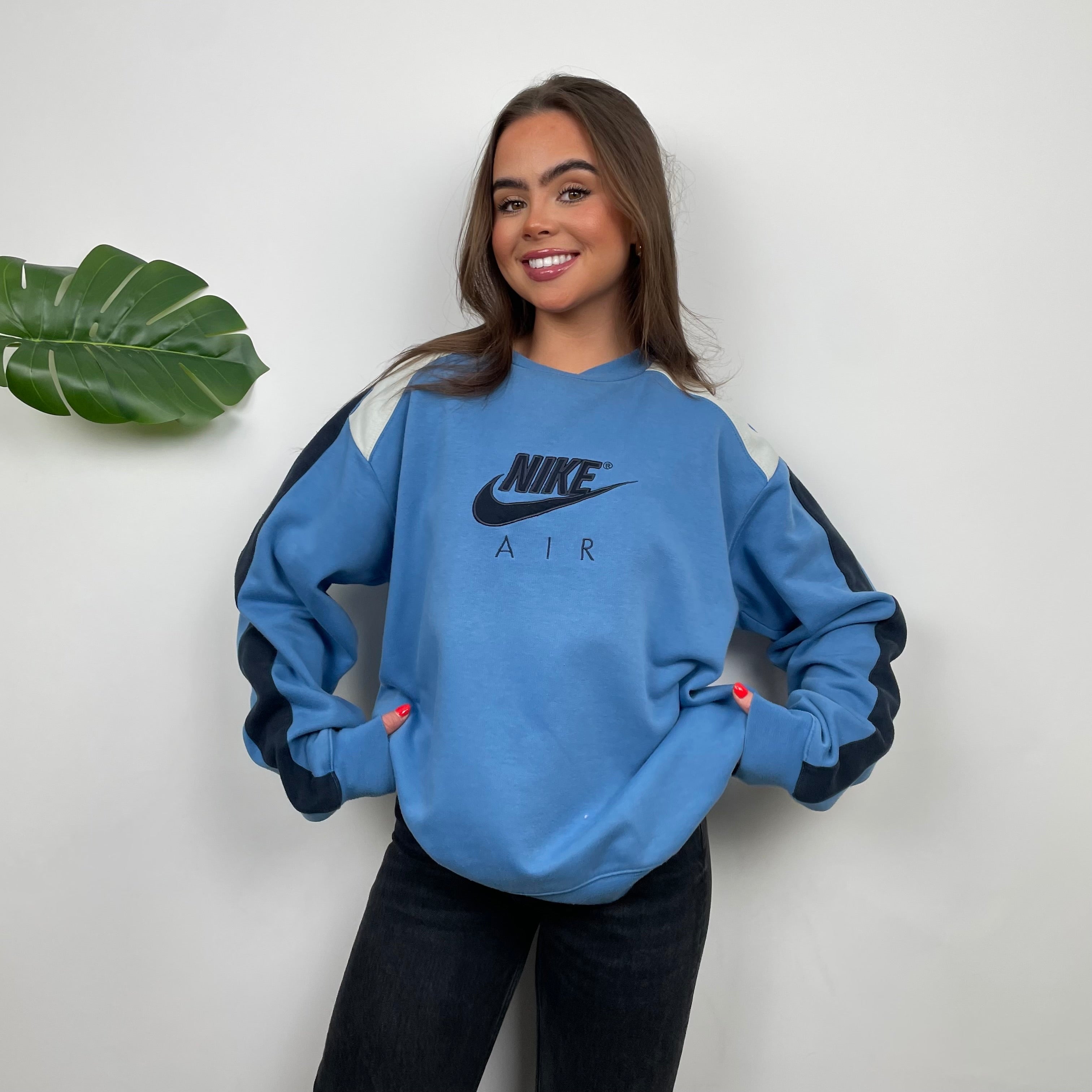 Nike Baby Blue Embroidered Spell Out Sweatshirt (L)