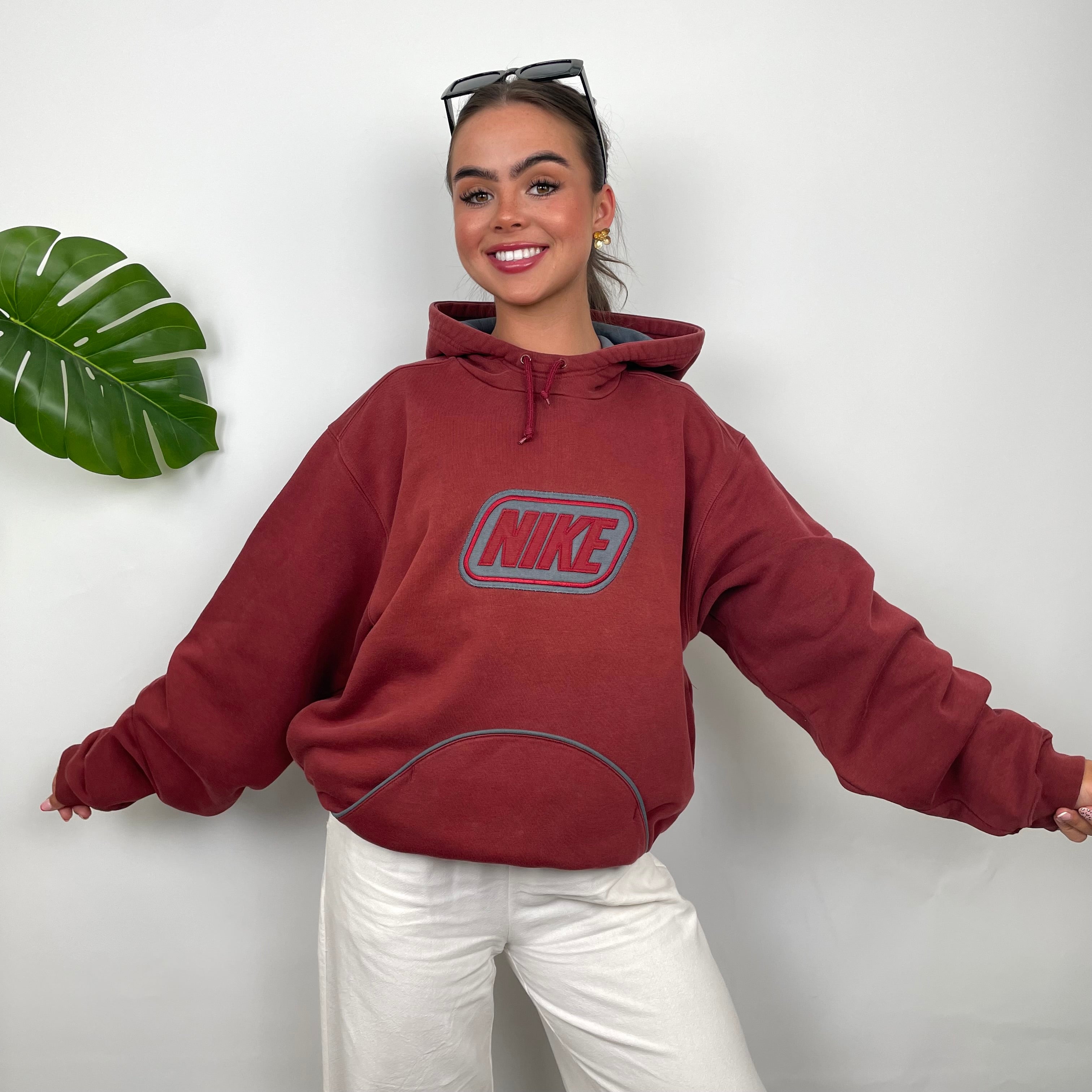 Nike Red Embroidered Spell Out Hoodie (M)