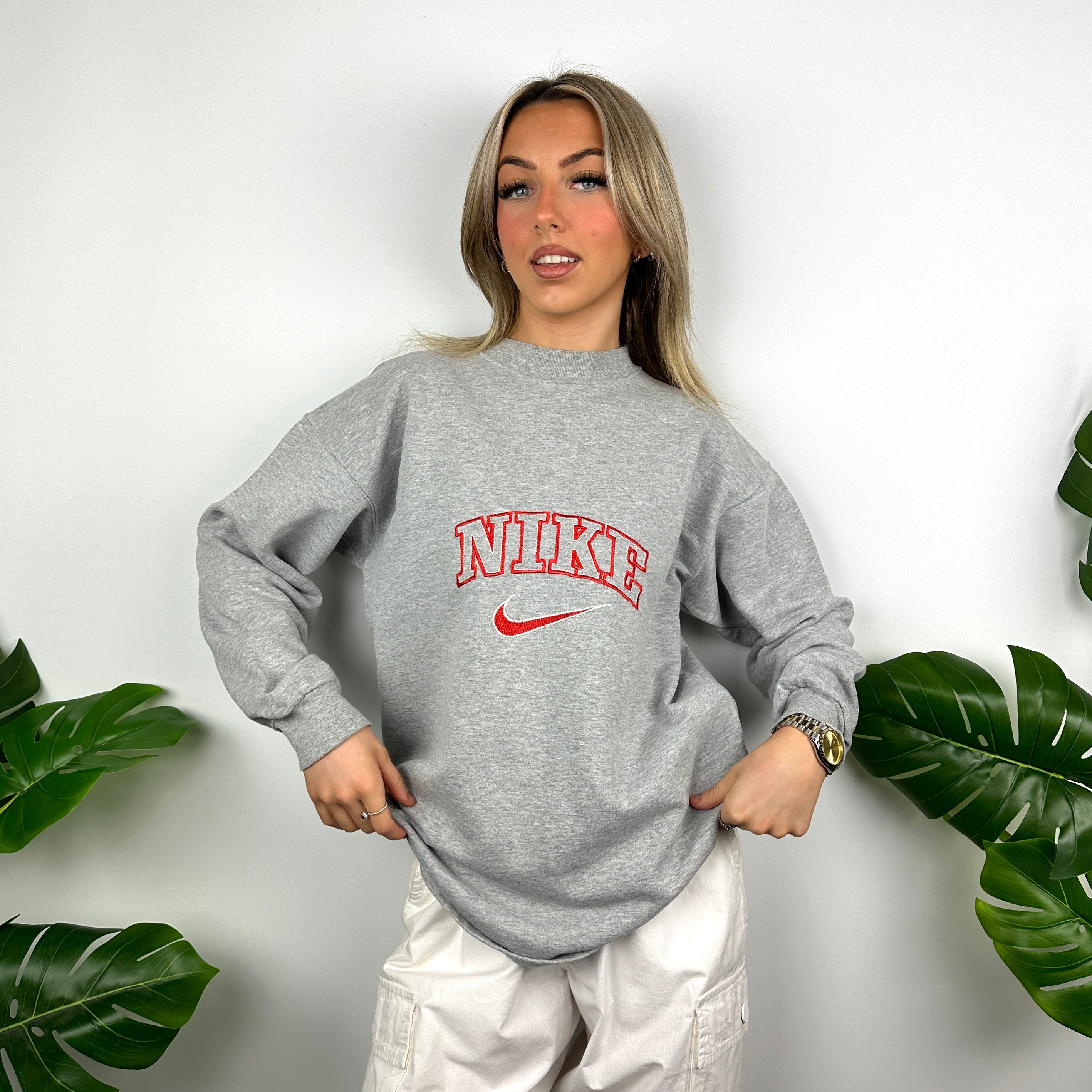 Nike Grey Embroidered Spell Out Sweatshirt (M)