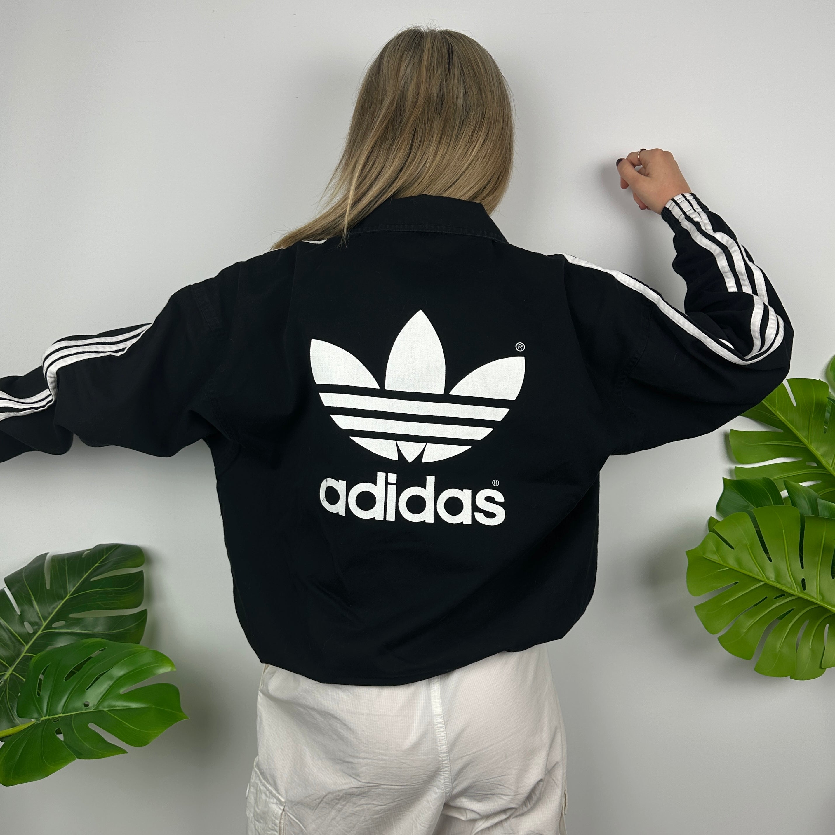 Adidas Black Embroidered Spell Out Sweatshirt (M)