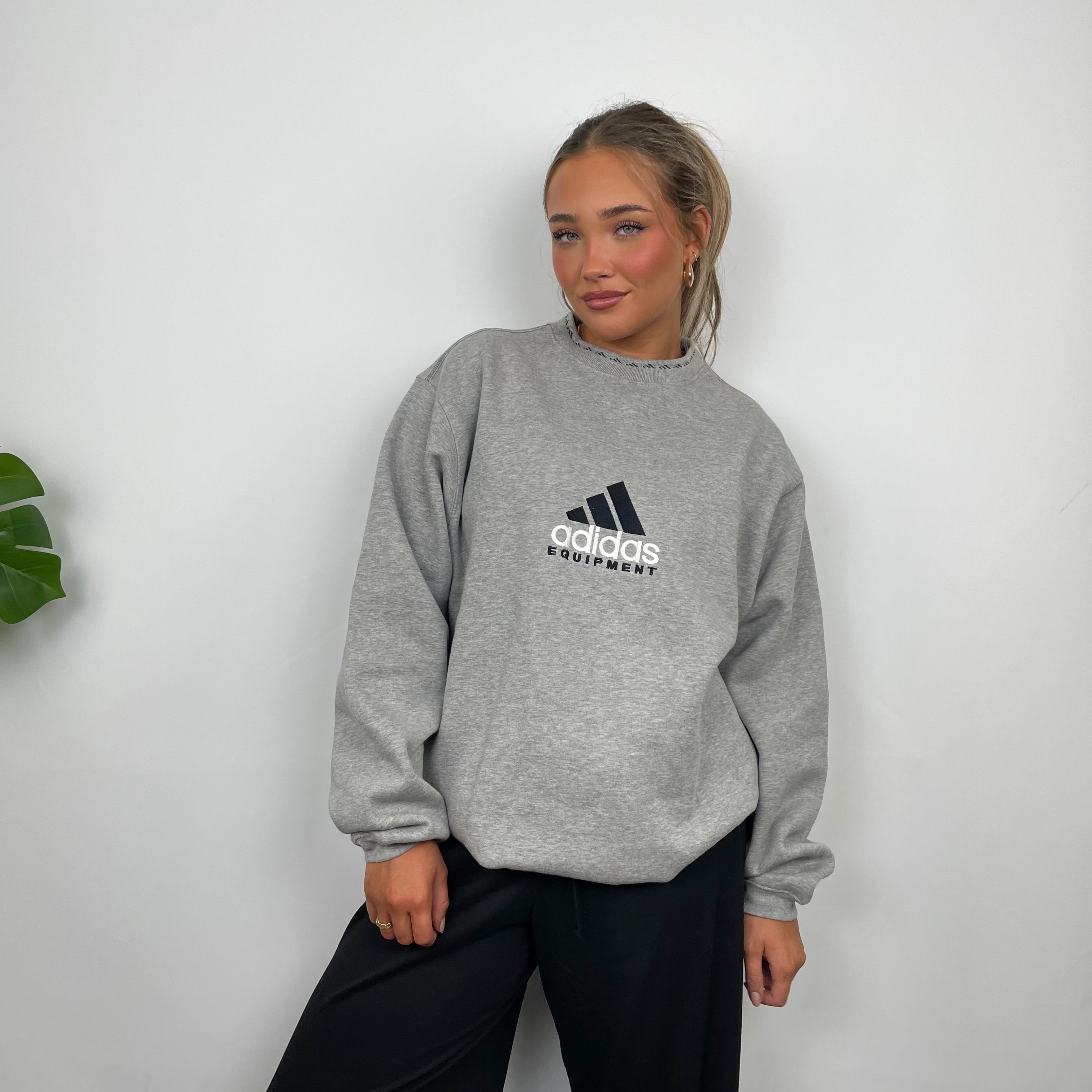 Adidas Equipment RARE Grey Embroidered Spell Out Sweatshirt (L)