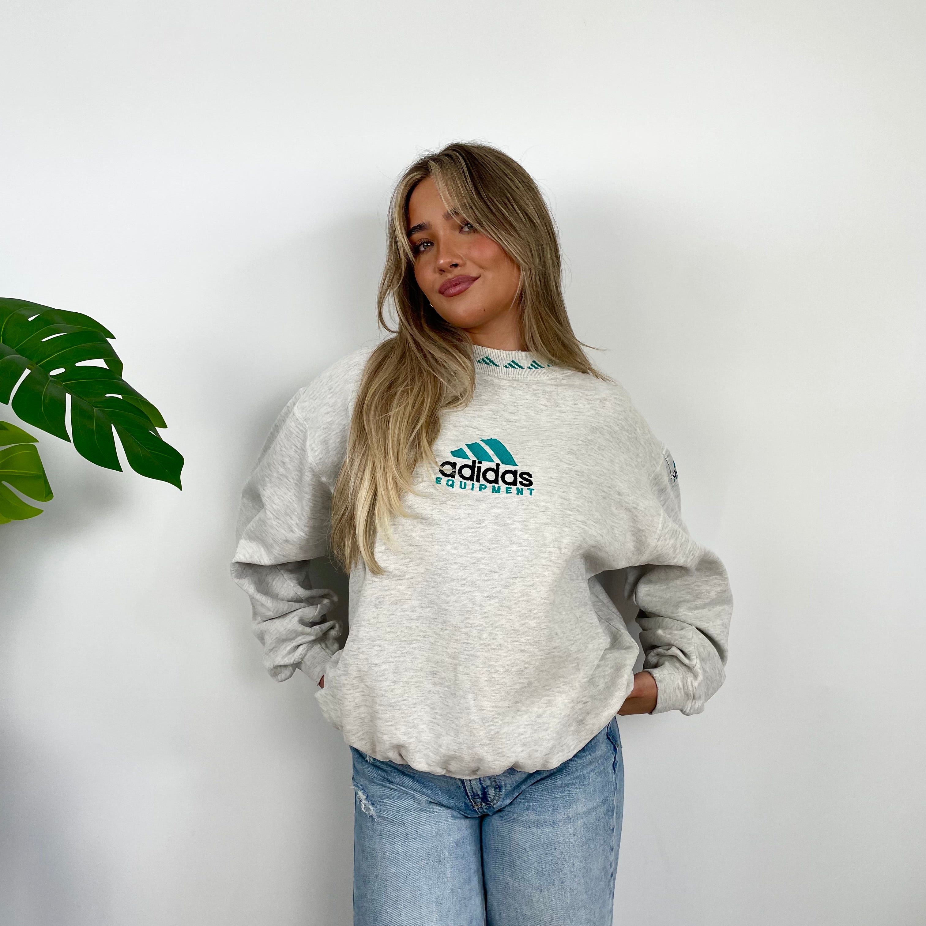 Adidas Equipment Grey Embroidered Spell Out Sweatshirt (M)