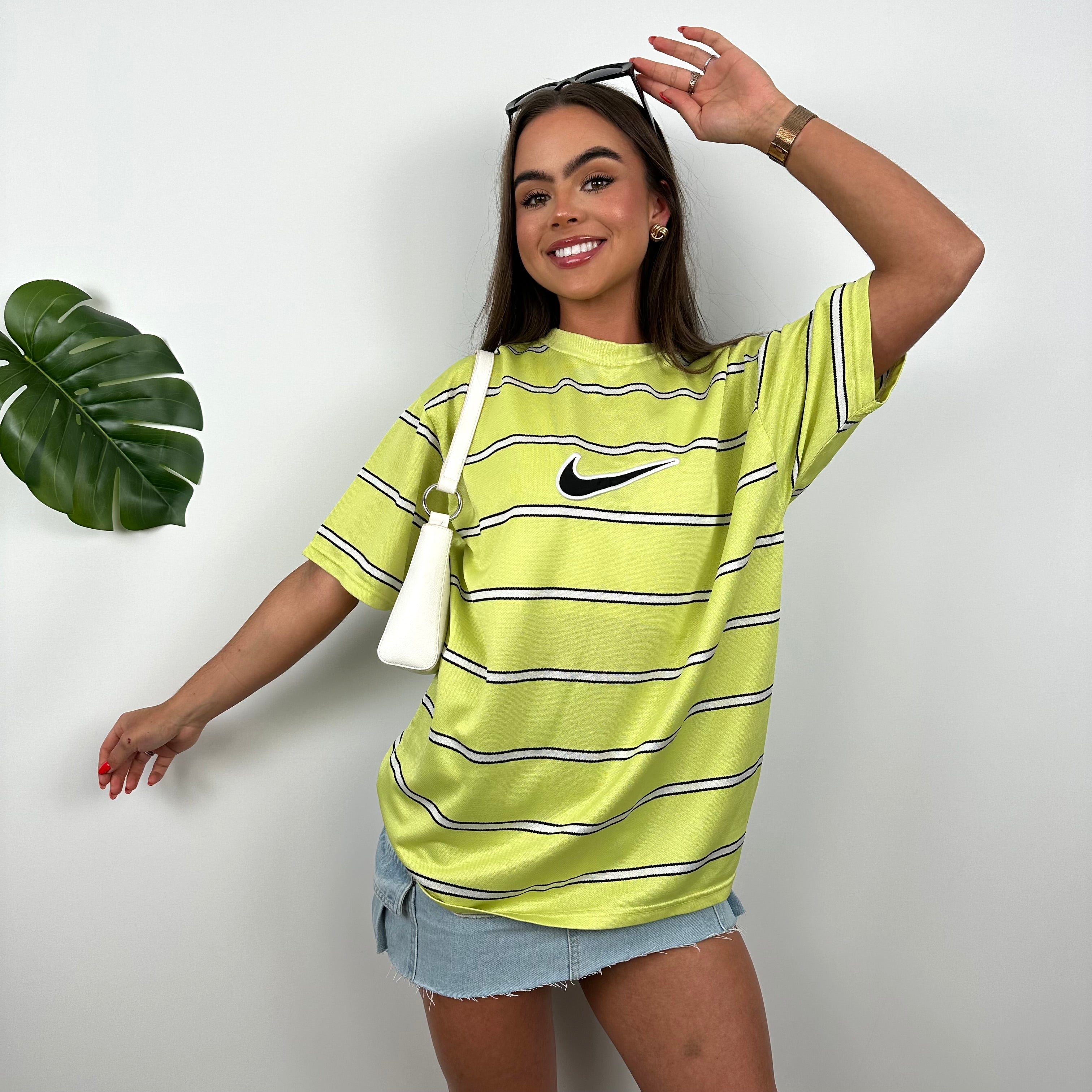 Nike RARE Lime Embroidered Centre Swoosh T Shirt (M)