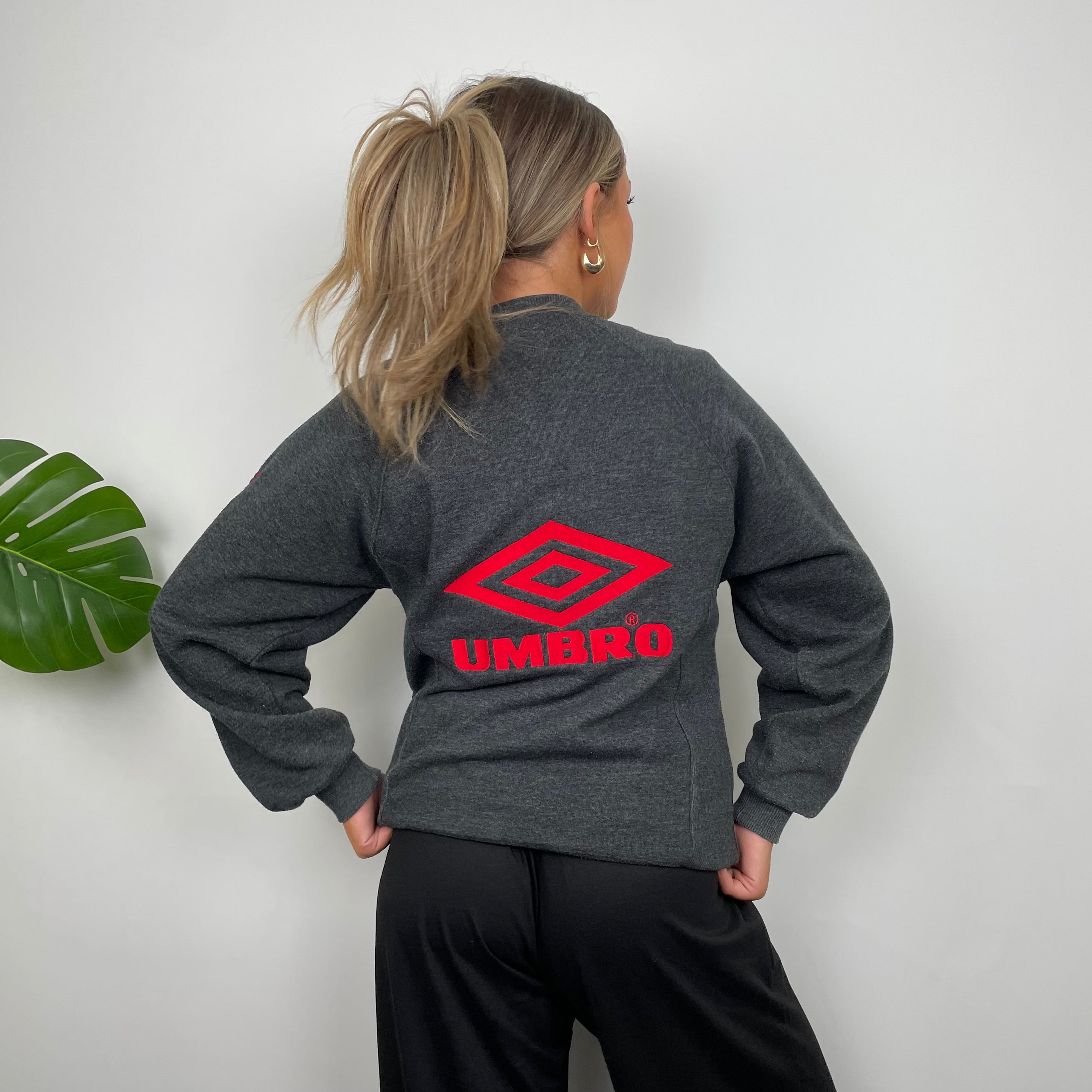 Umbro Grey Embroidered Spell Out Sweatshirt (XS)